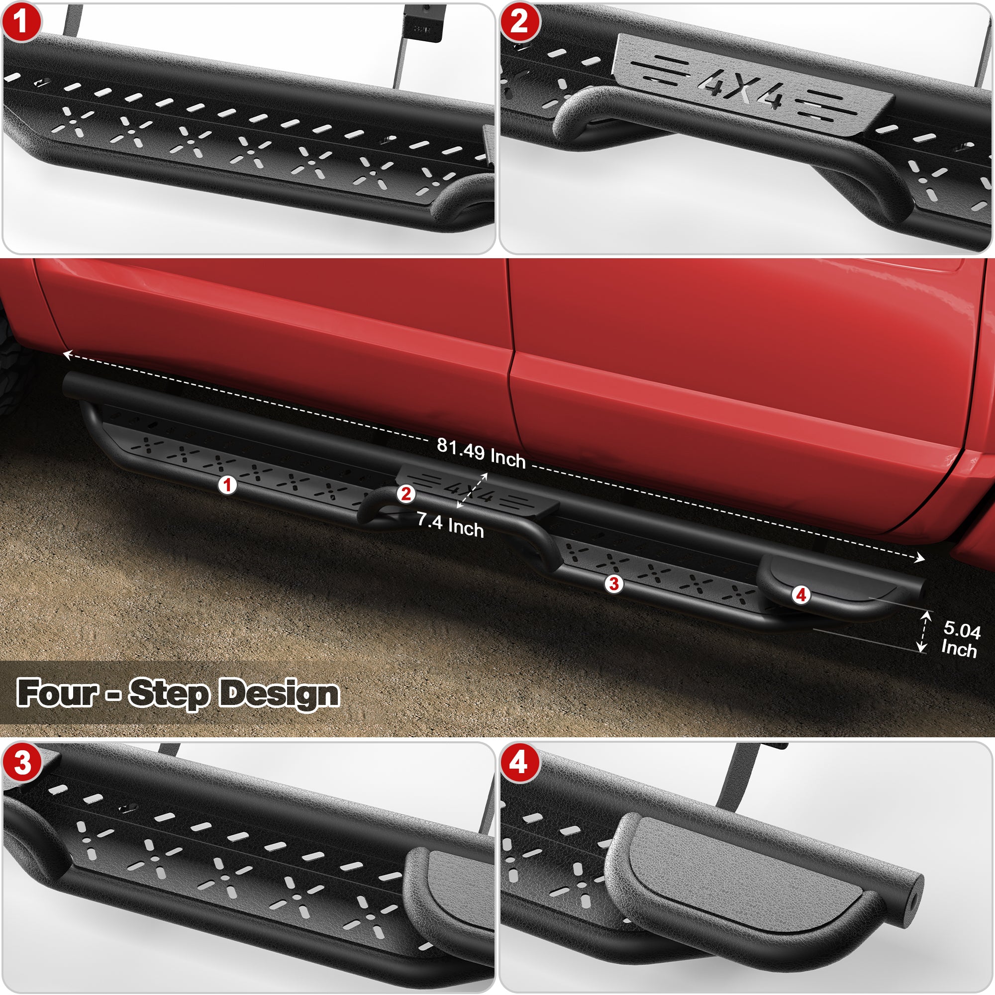 Running Boards Side Steps Compatible with 2004-2025 Nissan Titan (Not Included 2016 Model) & Nissan Titan XD 2016-2025 Model Crew Cab Bolt-on Truck Step Bar