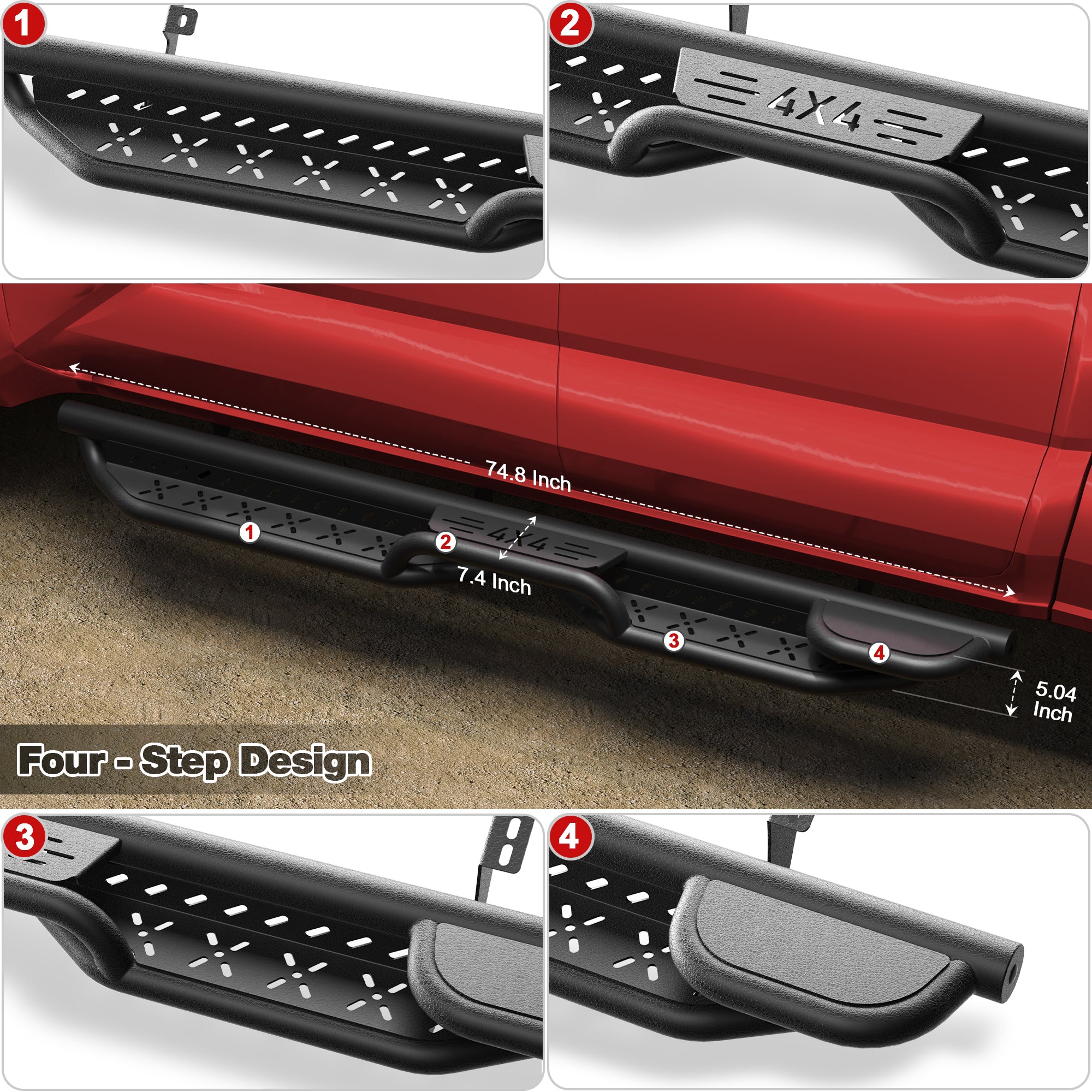 Running Boards Side Steps Compatible with 2024 2025 2026 Toyota Tacoma Double Cab & Crew Cab Heavy-Duty Truck Step Bars