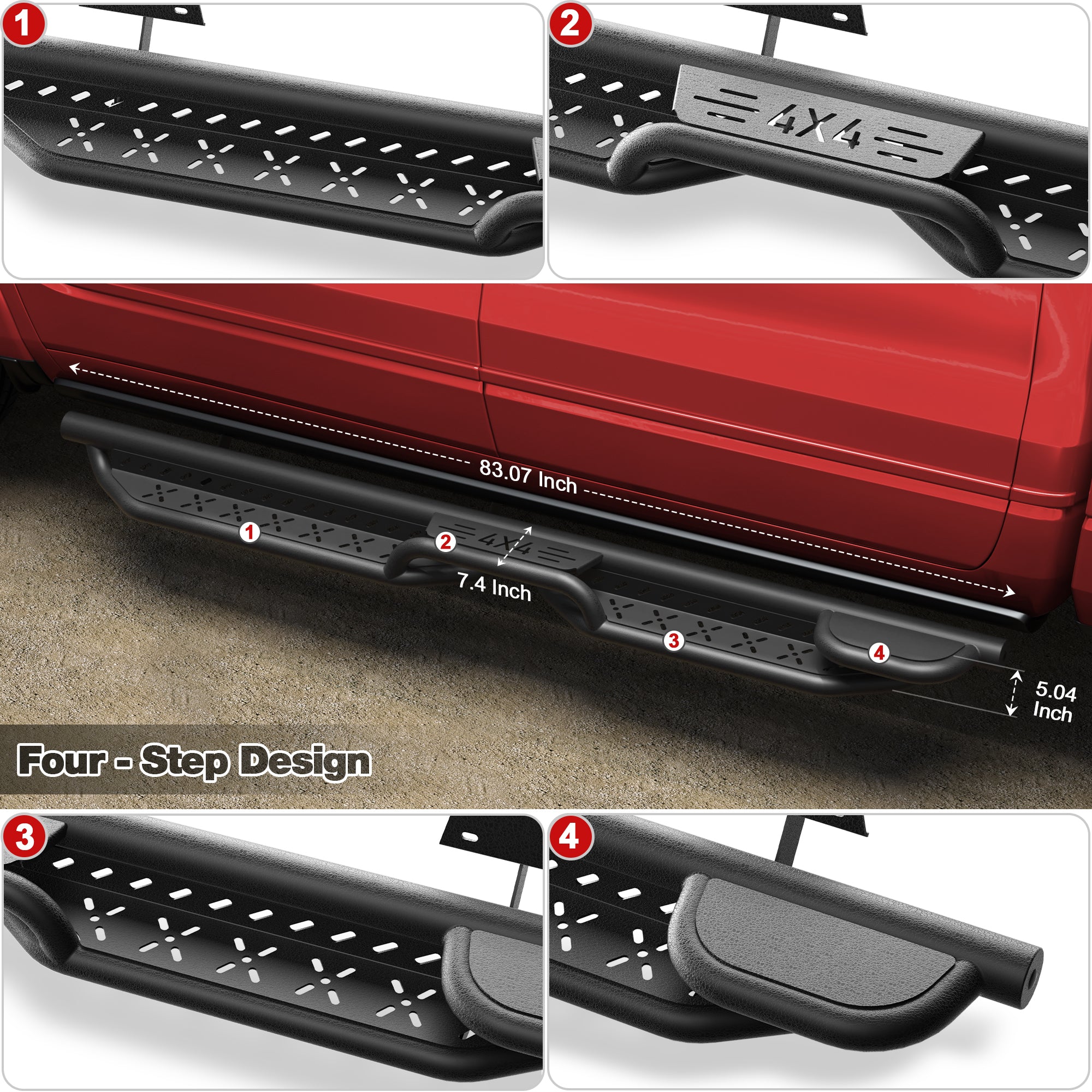 Running Boards Compatible with 2019-2025 Dodge Ram 1500 Crew Cab Heavy-duty Black Side Steps