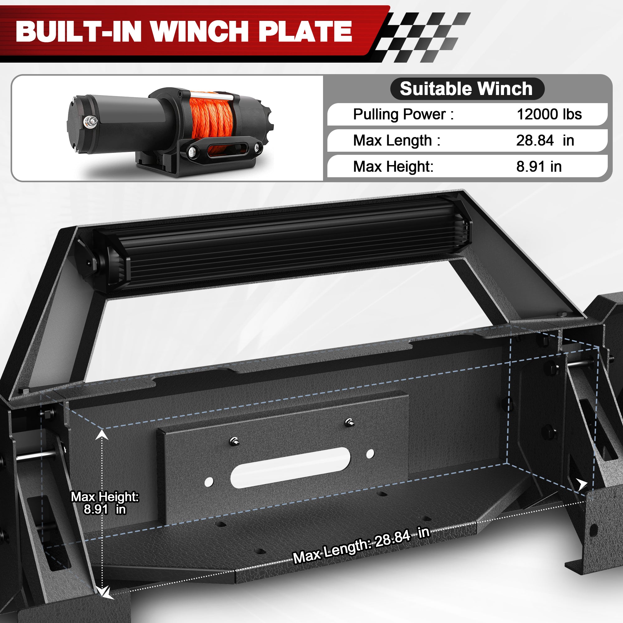 For Tacoma Front Bumper Compatible with 2005-2015 Toyota Tacoma Pickup Truck
