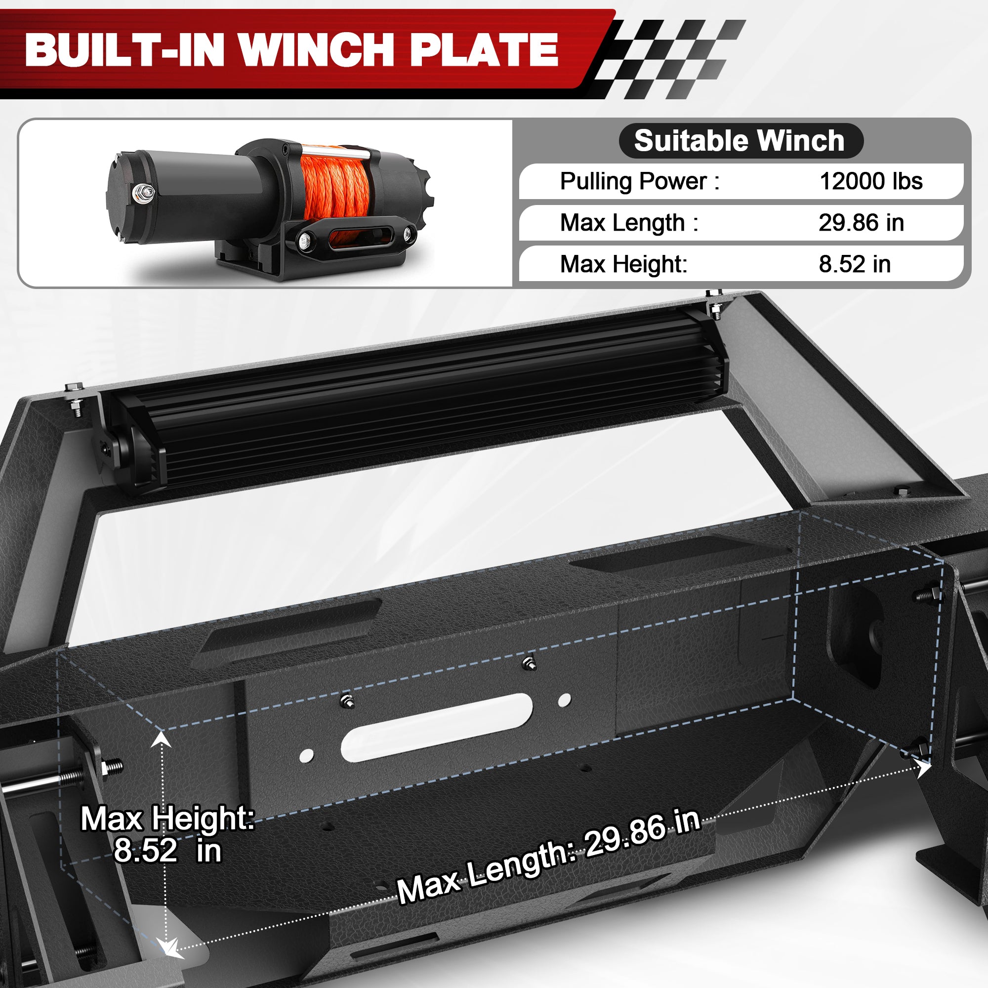 Tundra Front Bumper Steel Winch Bumper for Toyota Tundra 2014 2015 2016 2017 2018 2019 2020 2021 - Longsunmotor