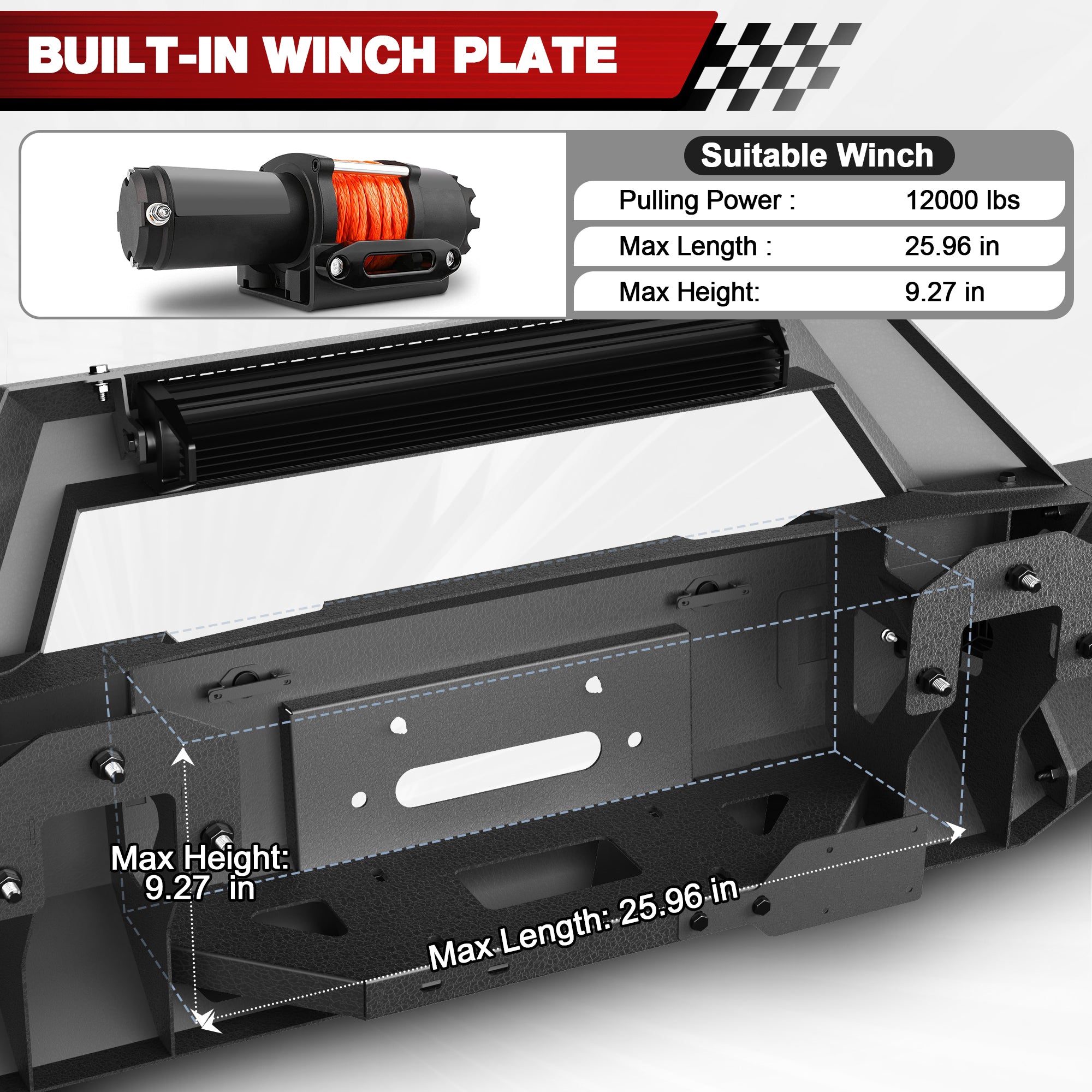 for Sierra 1500 Front Bumper Compatible with 2019-2020-2021-2022 GMC Sierra 1500 Pickup Truck Bumper with Winch Plate