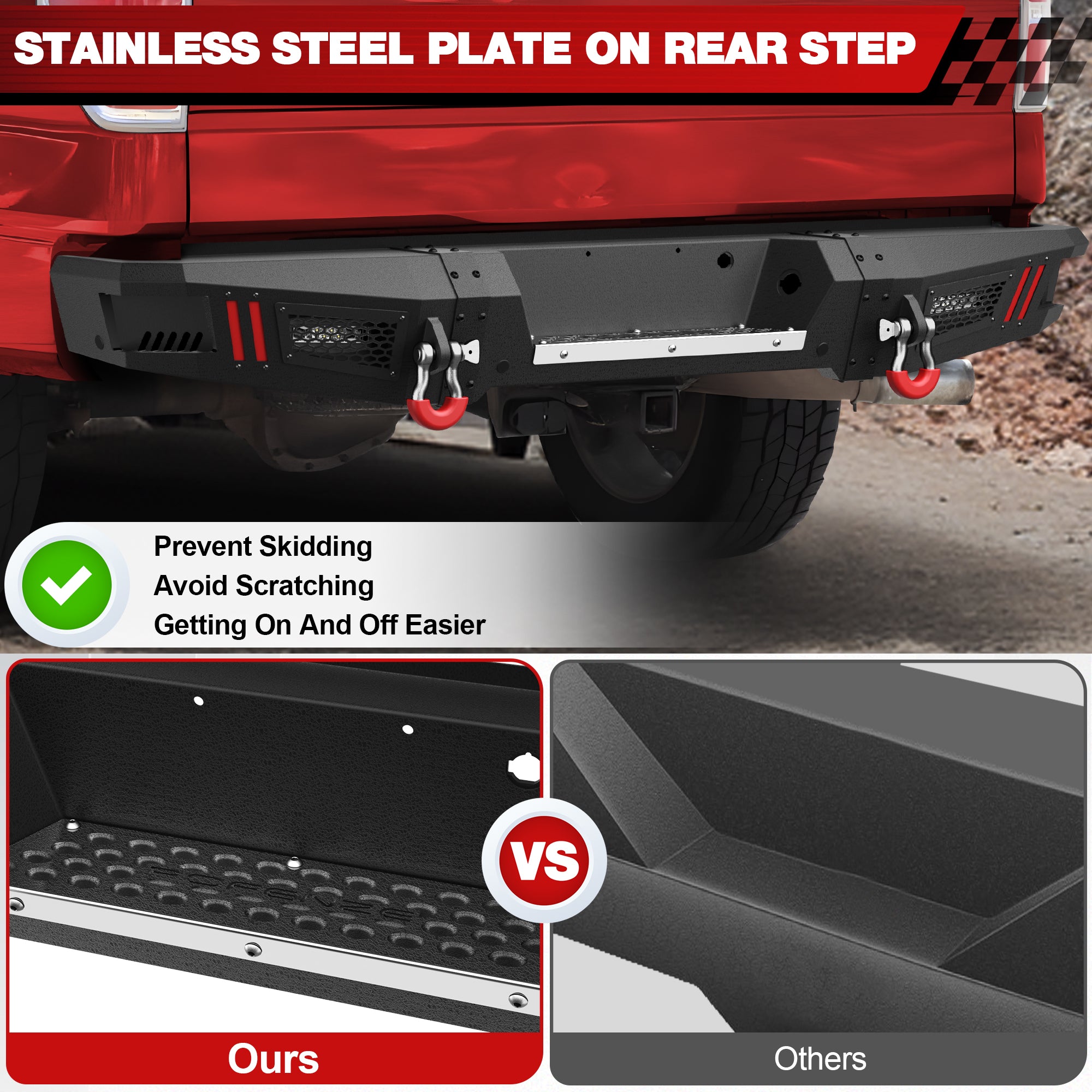 F150 Rear Bumper for 2009 2010 2011 2012 2013 2014 Ford F150 (Exclude Raptor) Full-Width Offroad Bumper Solid Steel