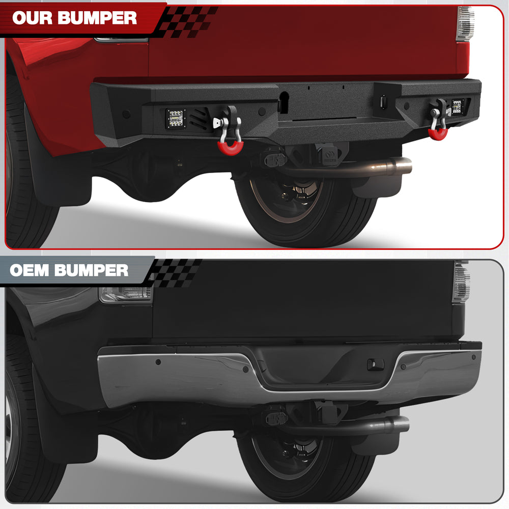 Rear Bumper Fits 2007 - 2008 - 2009 - 2010 - 2011 - 2012 - 2013 Tundra with Lights and D - rings - Longsunmotor