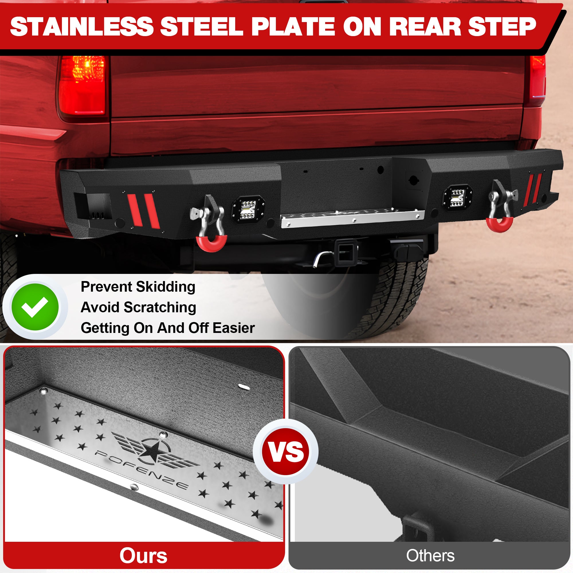 for F250 F350 F450 Rear Step Bumper Compatible with 1999 - 2016 Ford F250 F350 F450 Super Duty Pickup Truck Bumper with Lights & D - rings - Longsunmotor