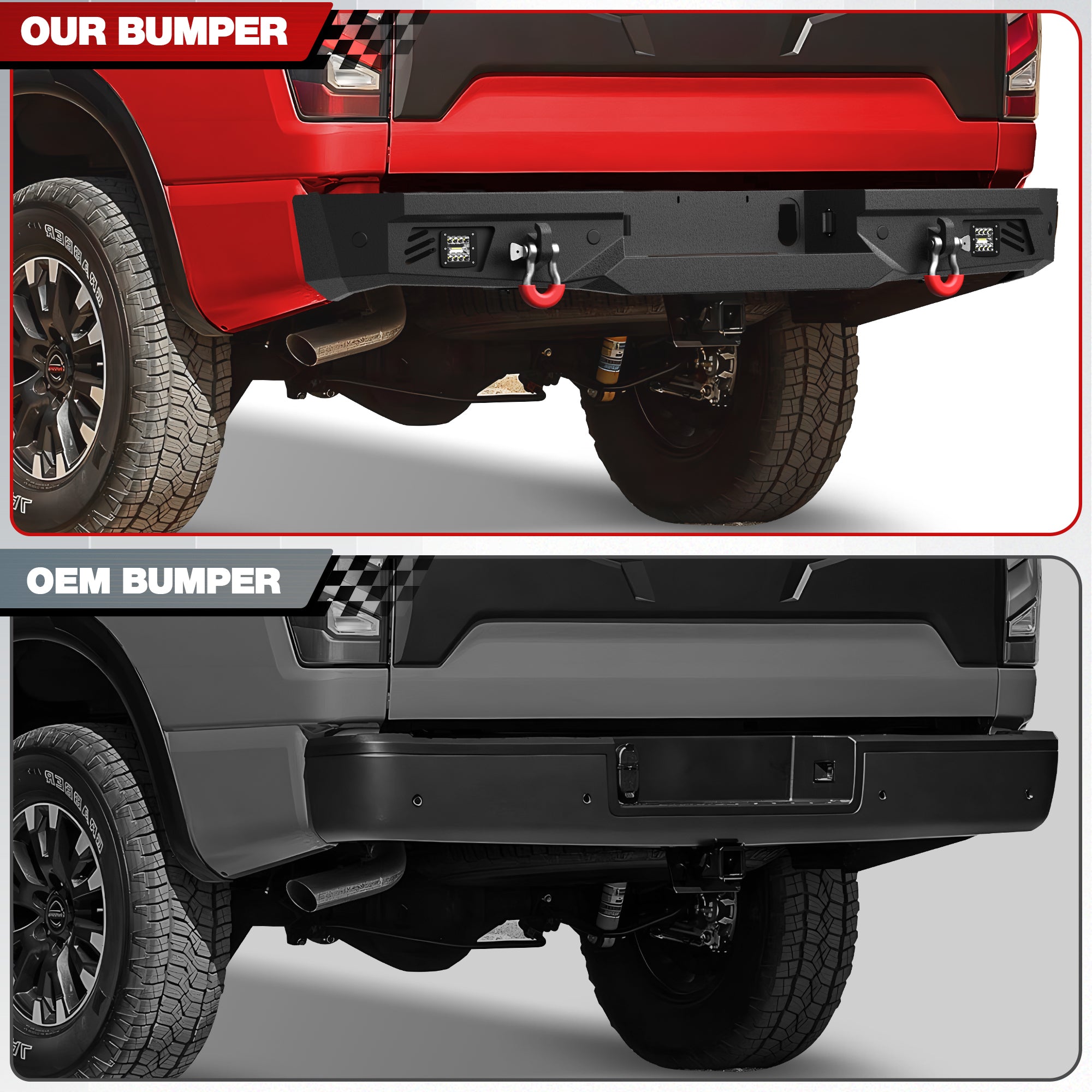 for Titan Rear Bumper Compatible with 2016 2017 2018 2019 2020 2021 2022 2023 2024 2025 Nissan Titan