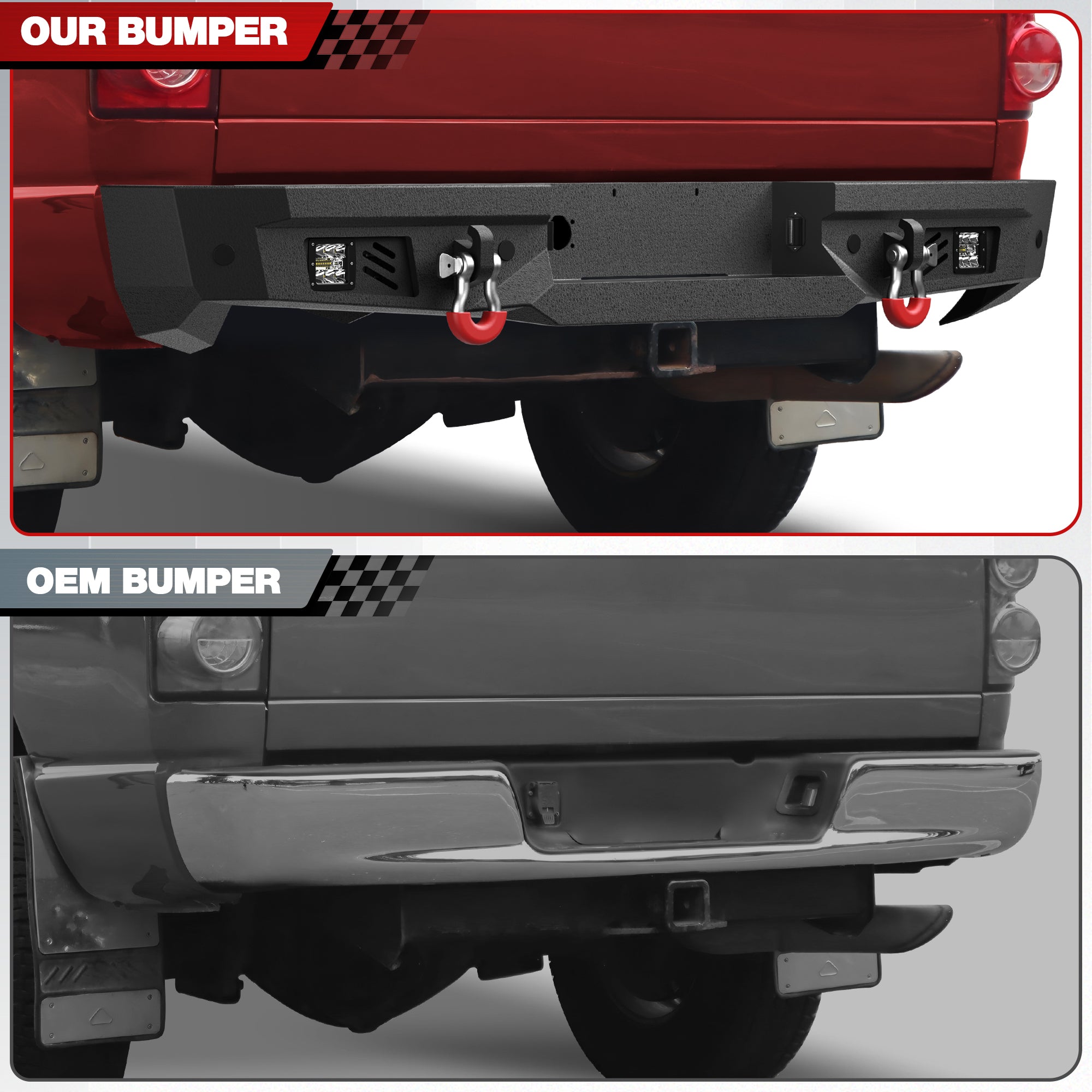 for Ram 2500 3500 Aftermarket Rear Bumper Compatible with 2002 - 2008 Dodge Ram 1500 and 2003 - 2009 Dodge Ram 2500 3500 - Longsunmotor