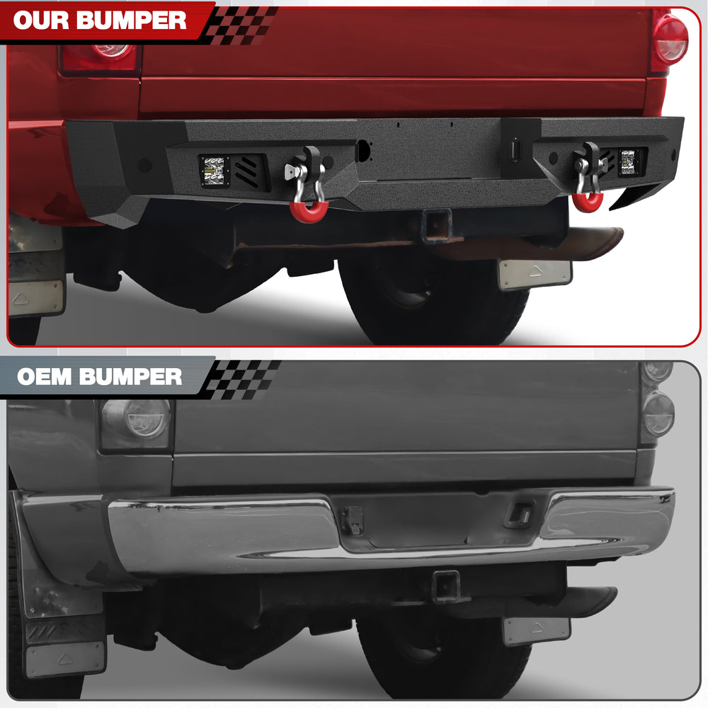 for Ram 2500 3500 Aftermarket Rear Bumper Compatible with 2002 - 2008 Dodge Ram 1500 and 2003 - 2009 Dodge Ram 2500 3500 - Longsunmotor