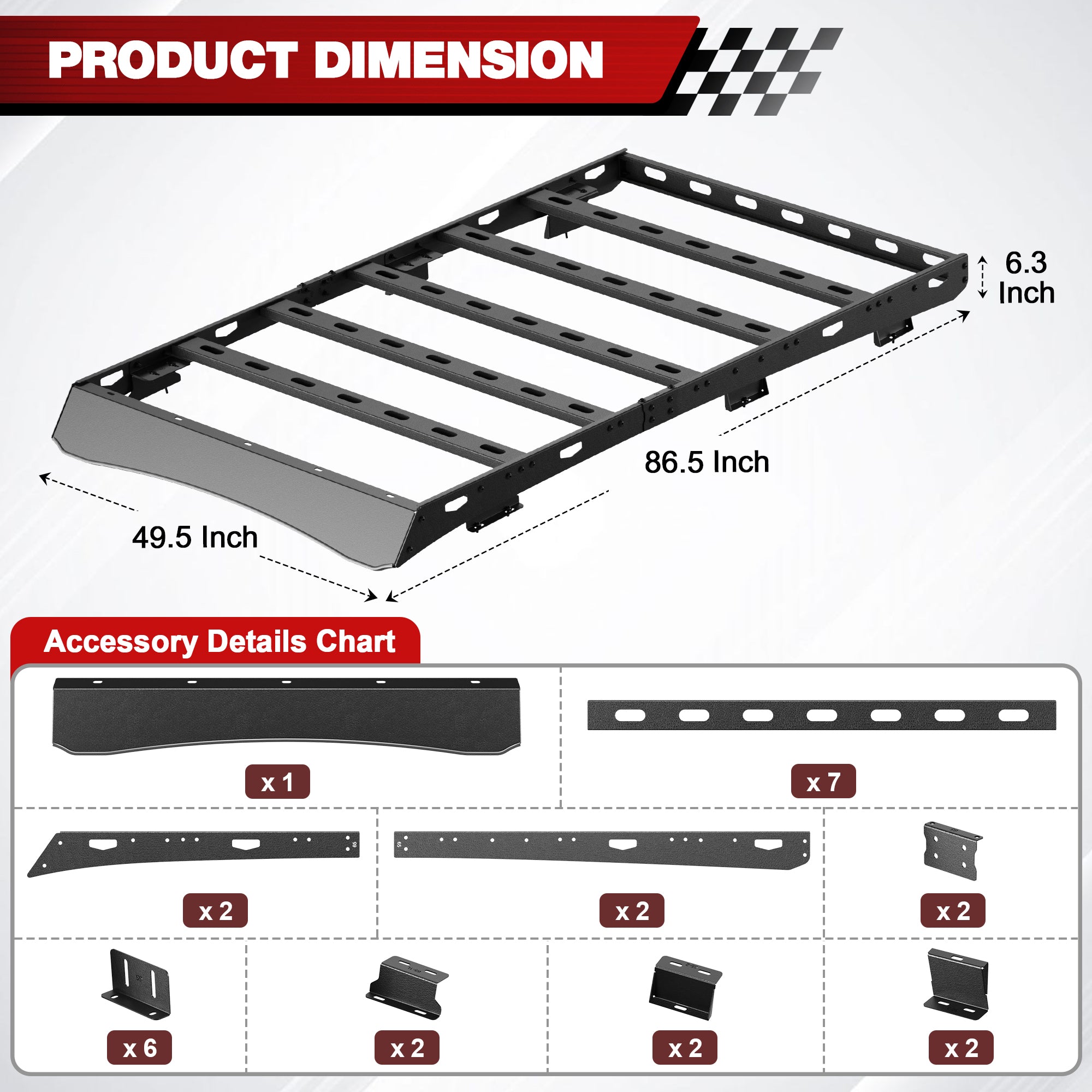 For 2020 - 2025 Ford Explorer Roof Rack 69" Car Cargo Carrier 800lbs for Camping, Overlanding, Road Trip - Longsunmotor