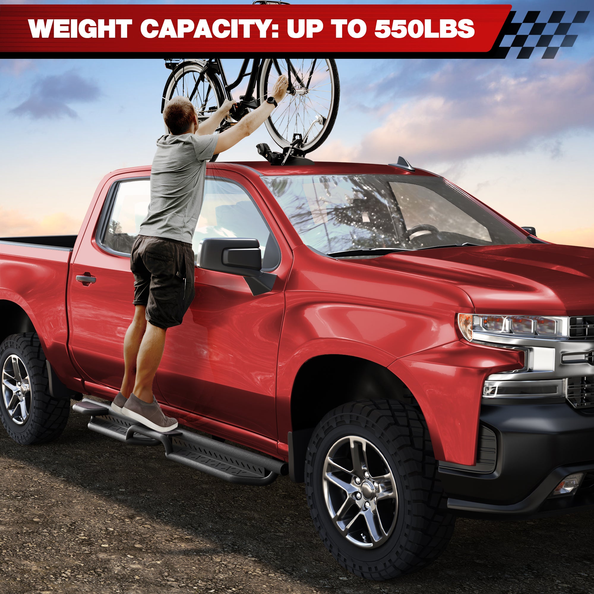 Running Boards for Silverado Crew cab Running Boards Step Bars Compatible with 2019 - 2025 Chevy Silverado 1500, 2020 - 2025 Silverado/Sierra 2500HD 3500HD Crew Cab - Longsunmotor