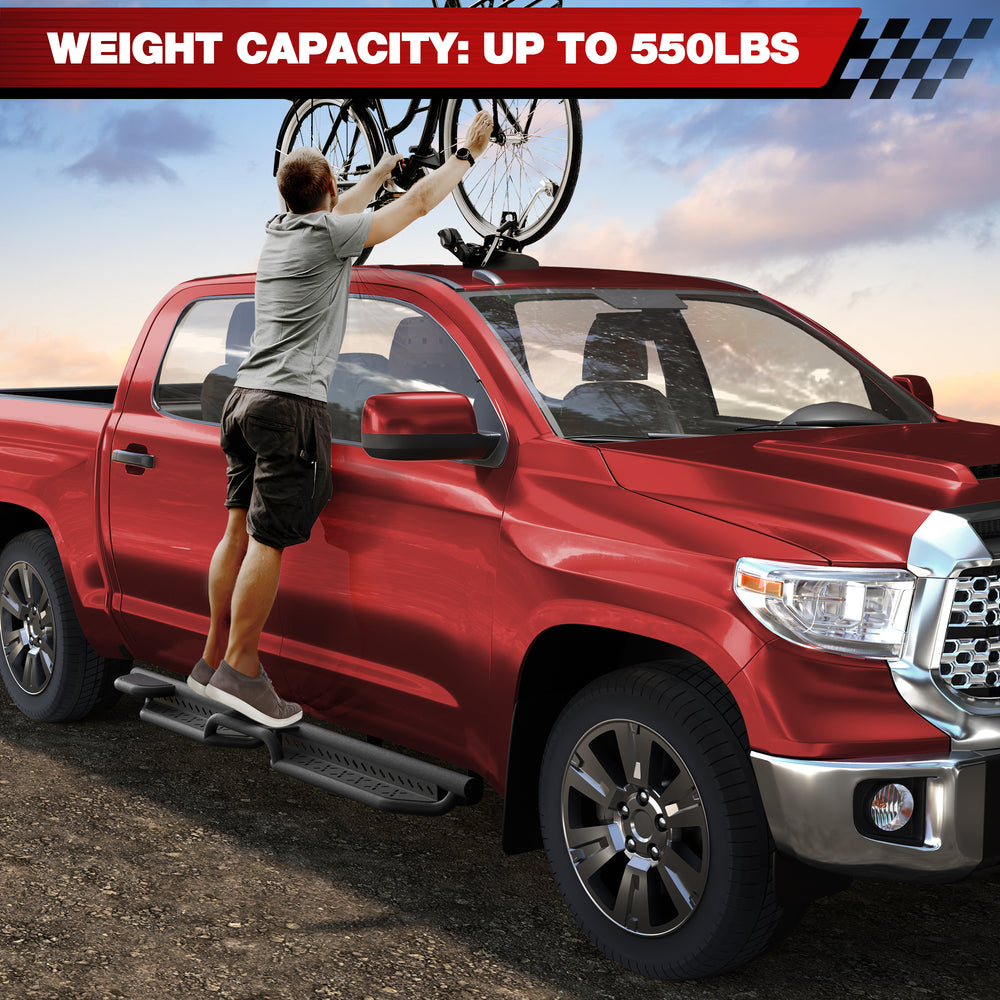 Running Boards Side Steps Compatible with 2007 - 2021 Toyota Tundra Crew Max Cab Nerf Bars - Longsunmotor