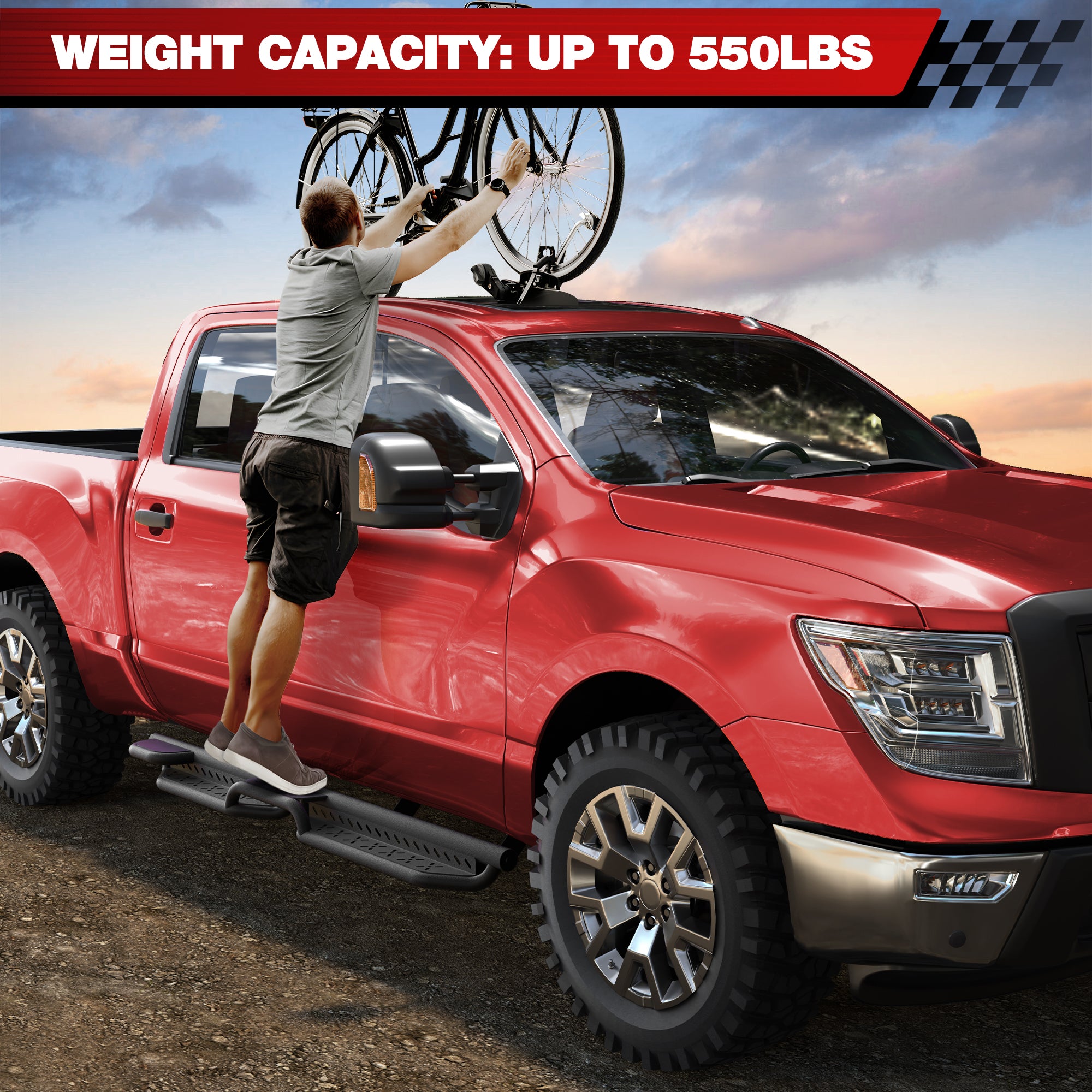 Running Boards Side Steps Compatible with 2004-2025 Nissan Titan (Not Included 2016 Model) & Nissan Titan XD 2016-2025 Model Crew Cab Bolt-on Truck Step Bar