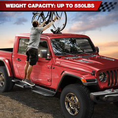 Running Boards Compatible with 2020 - 2025 Jeep Gladiator JT 4 Doors, Two Stairs Design Side Steps Heavy - Duty Steel Nerf Bars Bolt - on Installation - Longsunmotor