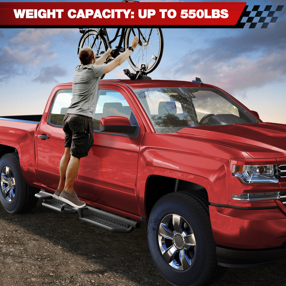 Running Boards Side Steps Compatible with 2007 - 2018 Chevy Silverado/GMC Sierra 1500 Crew Cab and 2007 - 2019 2500 3500HD. Running Boards for Silverado Crew Cab - Longsunmotor