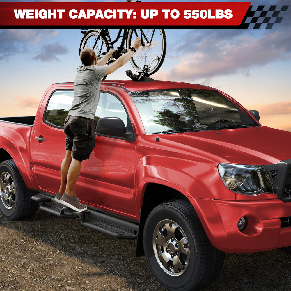 Running Boards Side Steps Compatible with 2005 - 2023 Toyota Tacoma All Black Nerf Bars - Longsunmotor