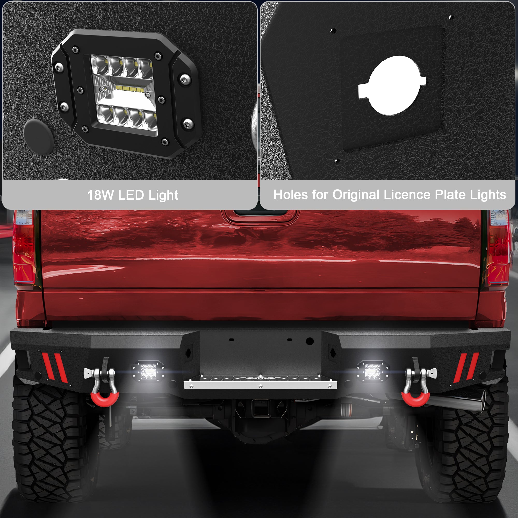 for F250 F350 F450 Rear Step Bumper Compatible with 1999 - 2016 Ford F250 F350 F450 Super Duty Pickup Truck Bumper with Lights & D - rings - Longsunmotor