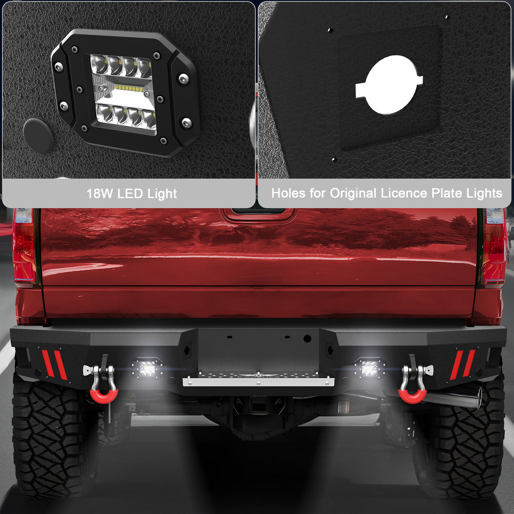 for F250 F350 F450 Rear Step Bumper Compatible with 1999 - 2016 Ford F250 F350 F450 Super Duty Pickup Truck Bumper with Lights & D - rings - Longsunmotor