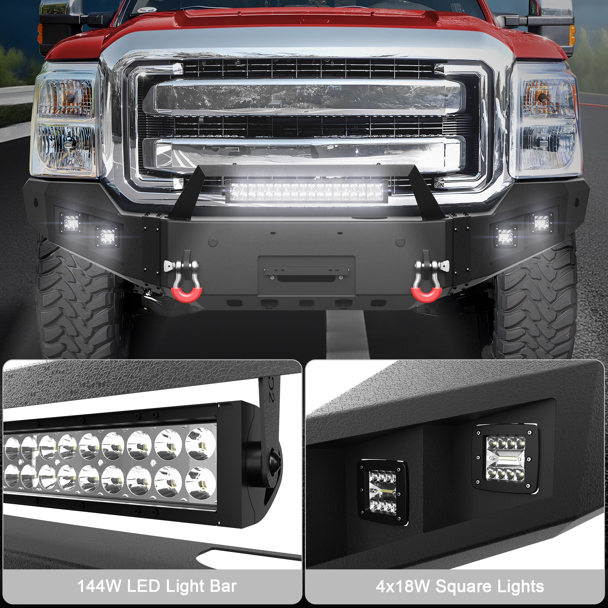 For Ford F250 F350 F450 Front Bumper for 2011 2012 2013 2014 2015 2016 Ford F-250 & F-350 & F-450 Pickup Truck Solid Steel Full Width Aftermarket Bumper