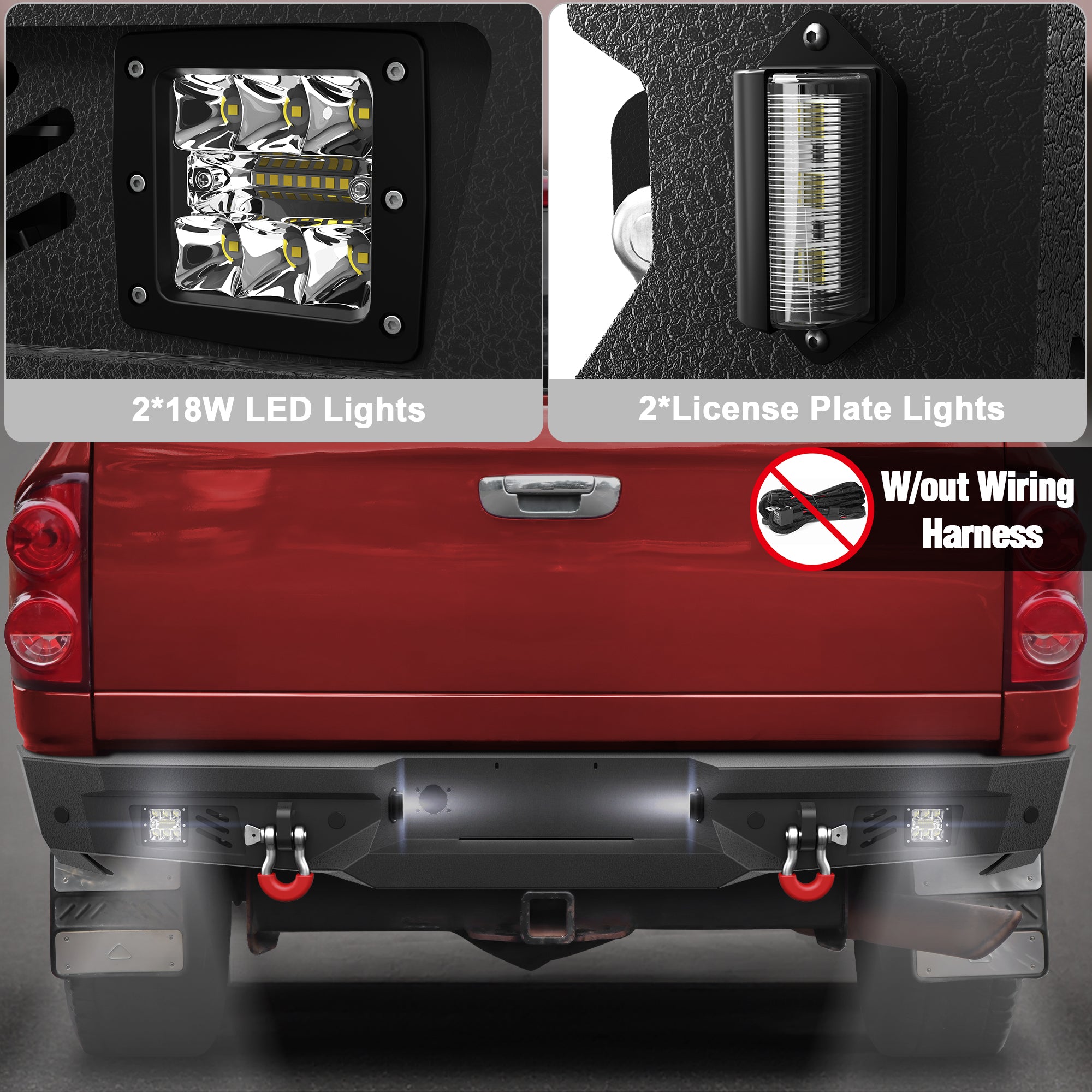 for Ram 2500 3500 Aftermarket Rear Bumper Compatible with 2002 - 2008 Dodge Ram 1500 and 2003 - 2009 Dodge Ram 2500 3500 - Longsunmotor