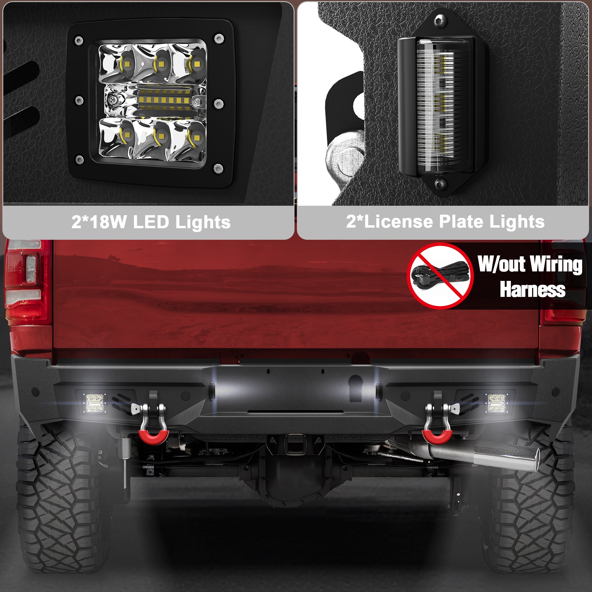 Off Road Rear Bumper Fit 2019-2025 Dodge Ram 2500 3500 Heavy Duty Steel Step Bumper