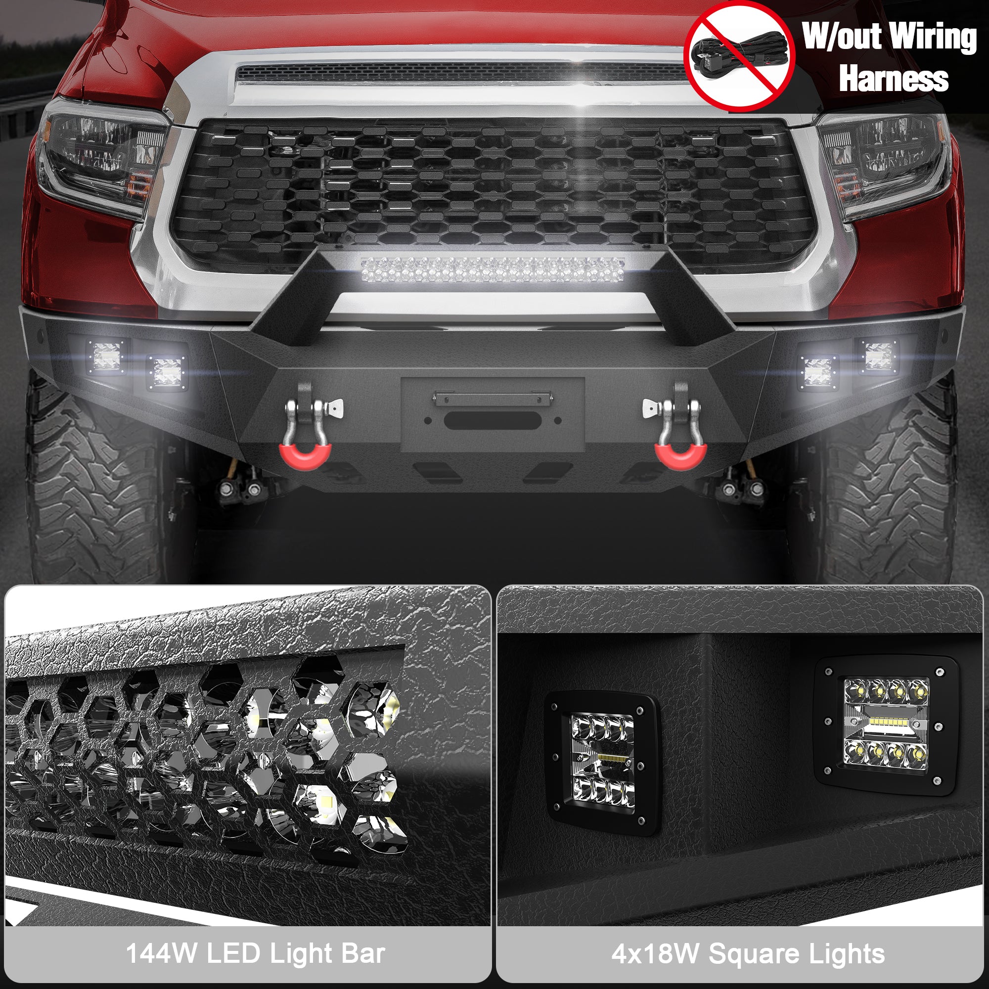 Tundra Front Bumper Steel Winch Bumper for Toyota Tundra 2014 2015 2016 2017 2018 2019 2020 2021 - Longsunmotor