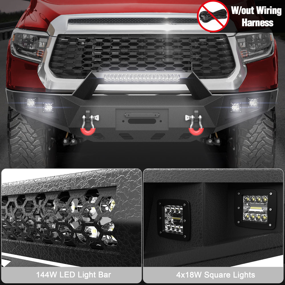 Tundra Front Bumper Steel Winch Bumper for Toyota Tundra 2014 2015 2016 2017 2018 2019 2020 2021 - Longsunmotor