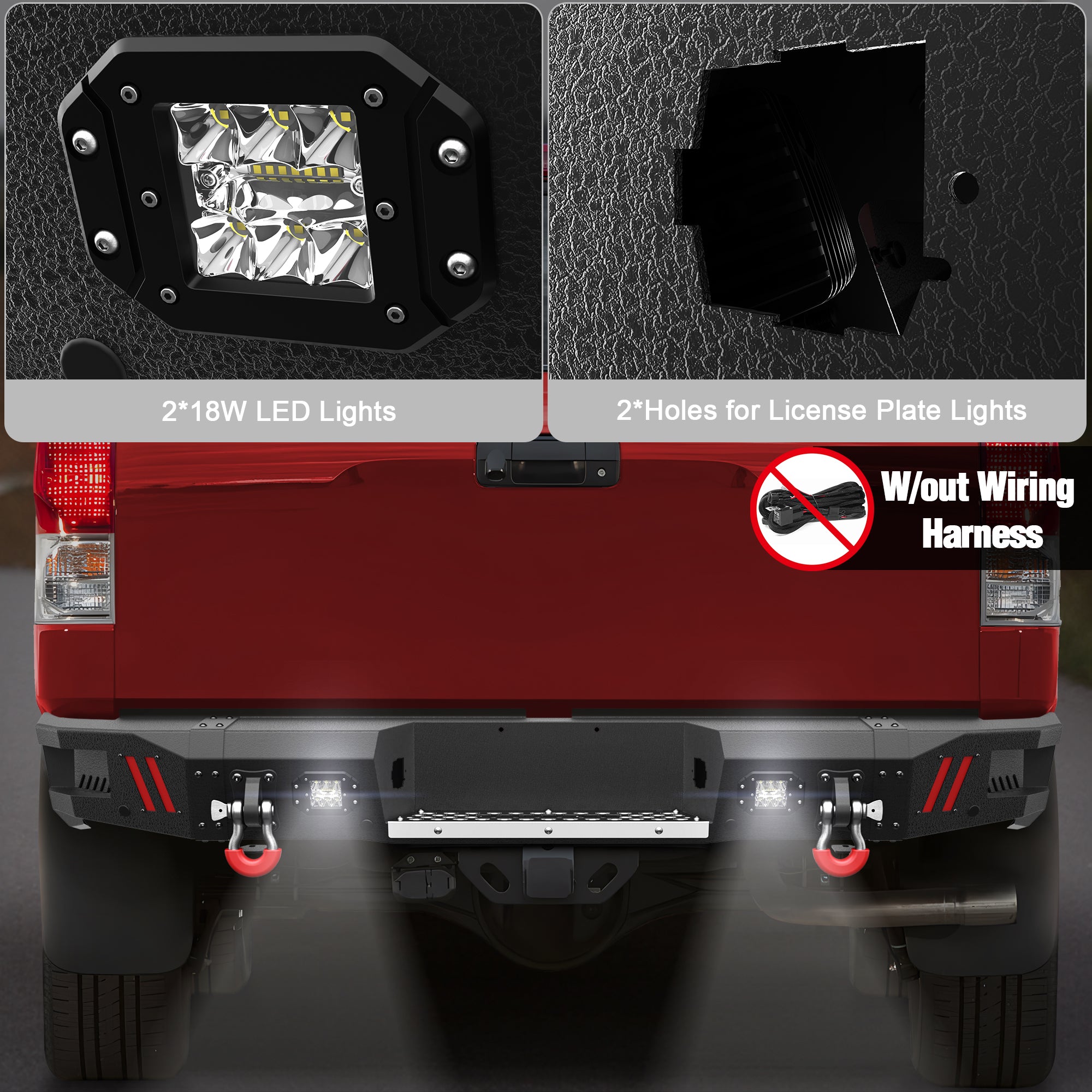Off - road Tundra Rear Bumper Compatible with 2007 2008 2009 2010 2011 2012 2013 Toyota Tundra Pickup Truck Full Width Bumper - Longsunmotor