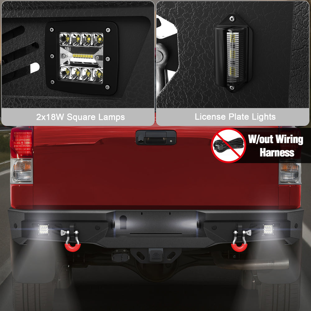 Rear Bumper Fits 2007 - 2008 - 2009 - 2010 - 2011 - 2012 - 2013 Tundra with Lights and D - rings - Longsunmotor