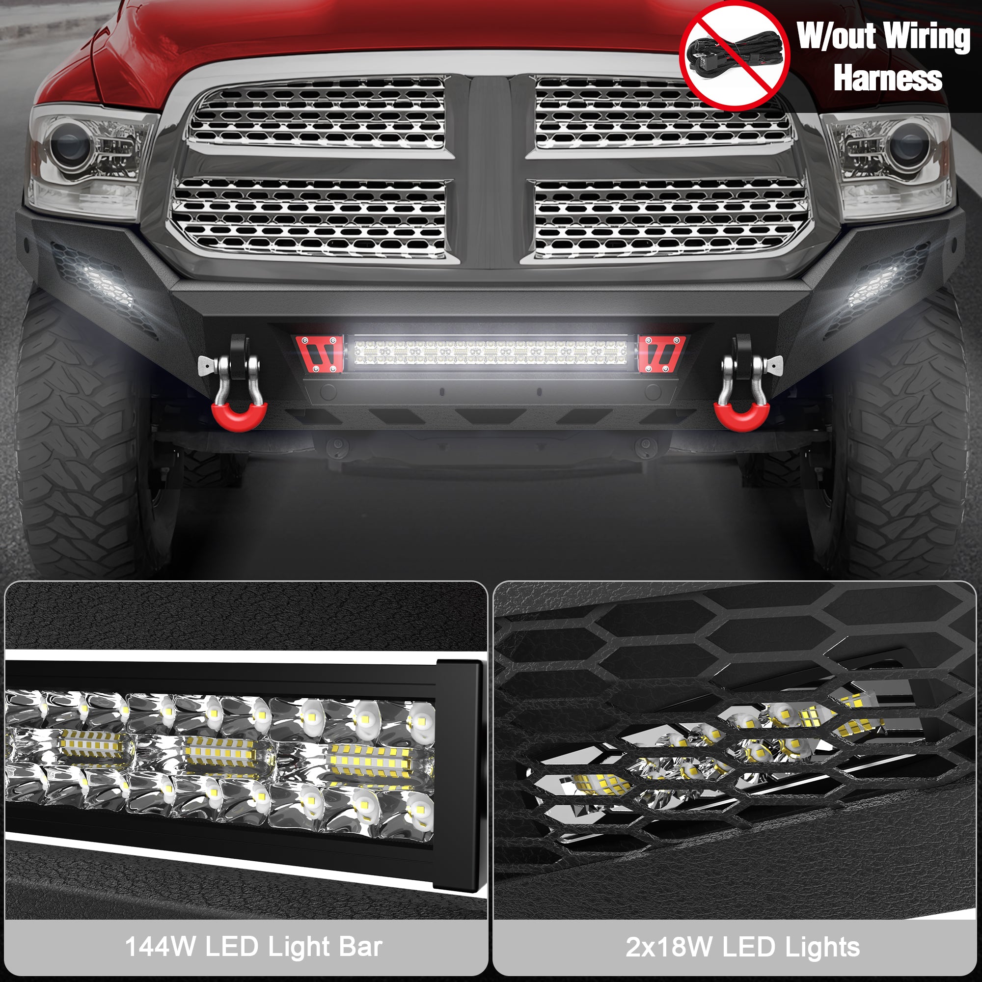 Steel Front Bumper Fit 2013-2018 Ram 1500