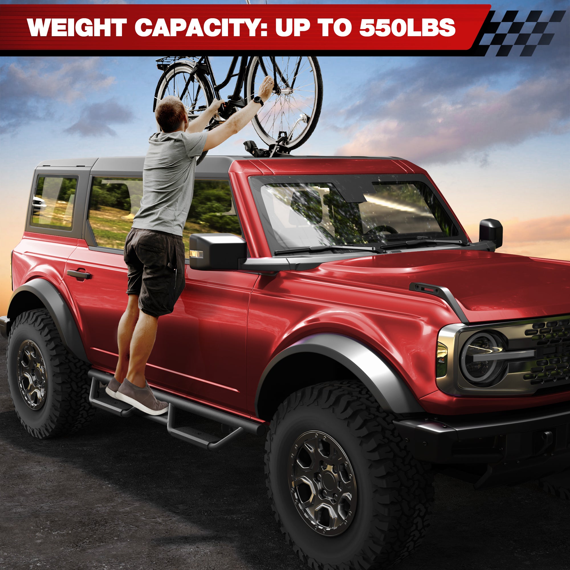 for Bronco Running Boards Side Steps Compatible with 2021 2022 2023 2024 2025 Ford Bronco 4 Doors - Longsunmotor