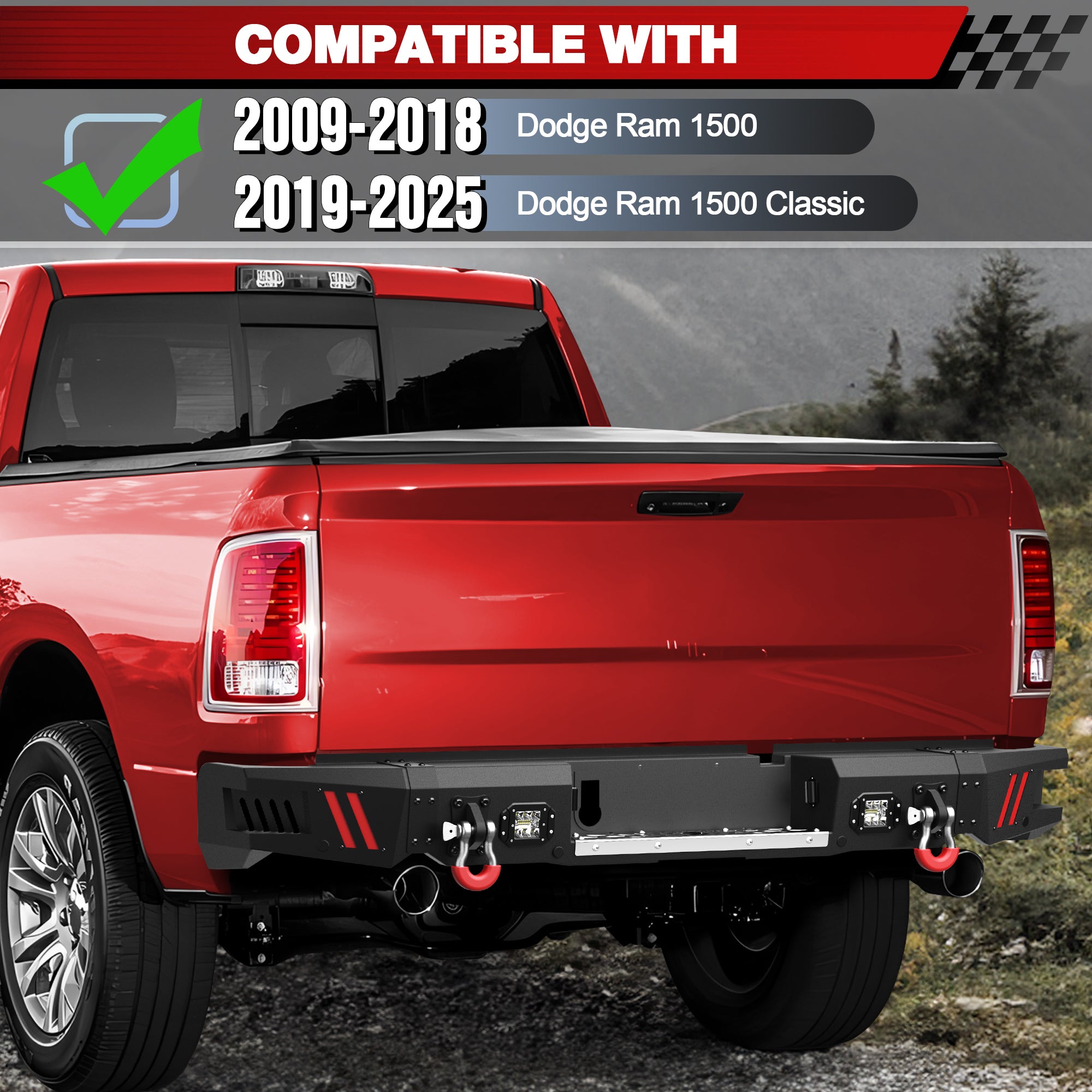 Aftermarket Bumper Front Bumper Compatible with 2009-2018 Dodge Ram 1500 and 2019-2025 Dodge Ram 1500 Classic