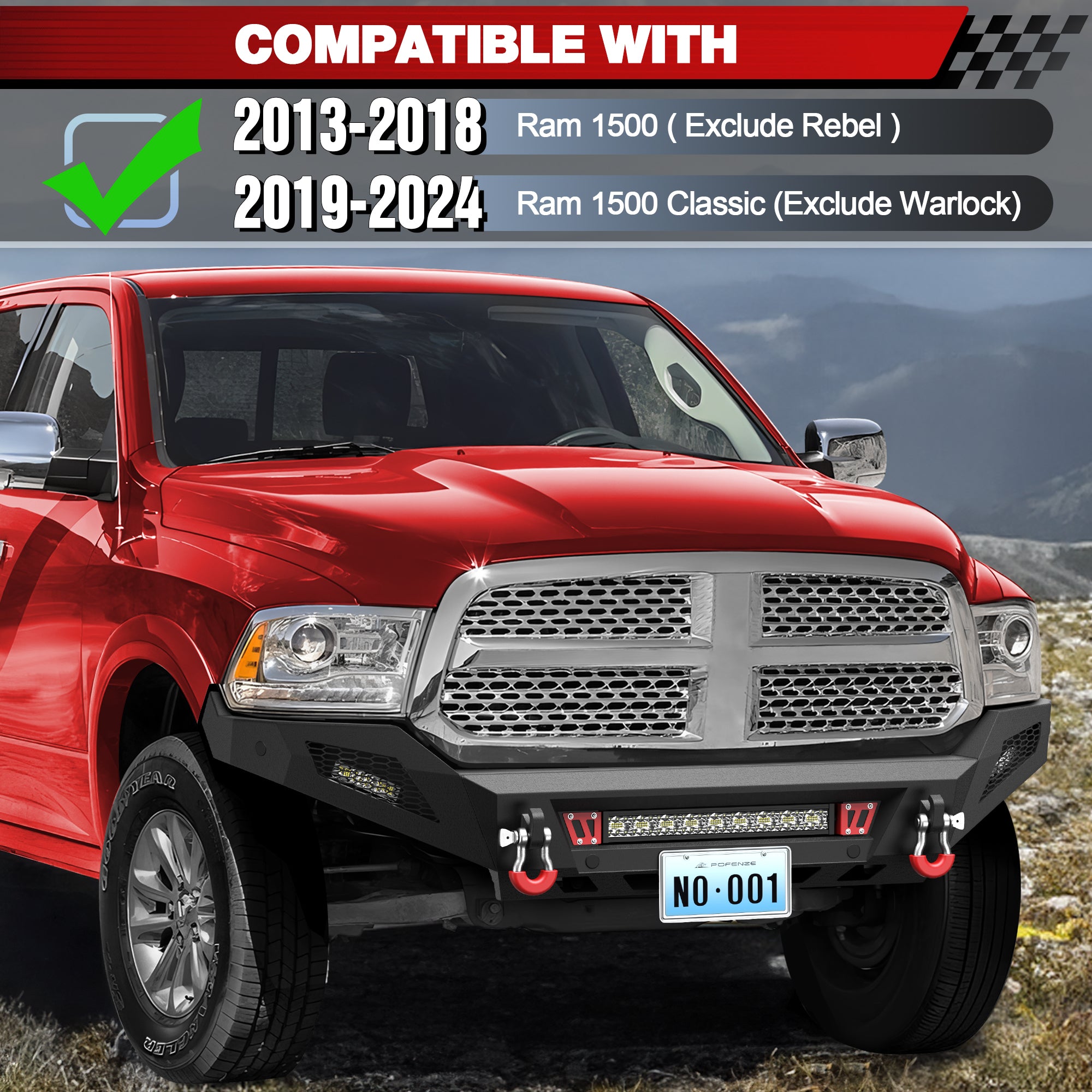 Steel Front Bumper Fit 2013-2018 Ram 1500