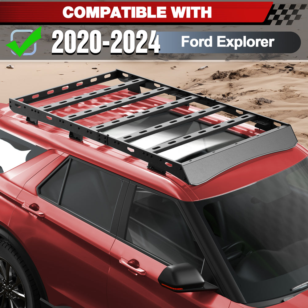 For 2020 - 2025 Ford Explorer Roof Rack 69" Car Cargo Carrier 800lbs for Camping, Overlanding, Road Trip - Longsunmotor