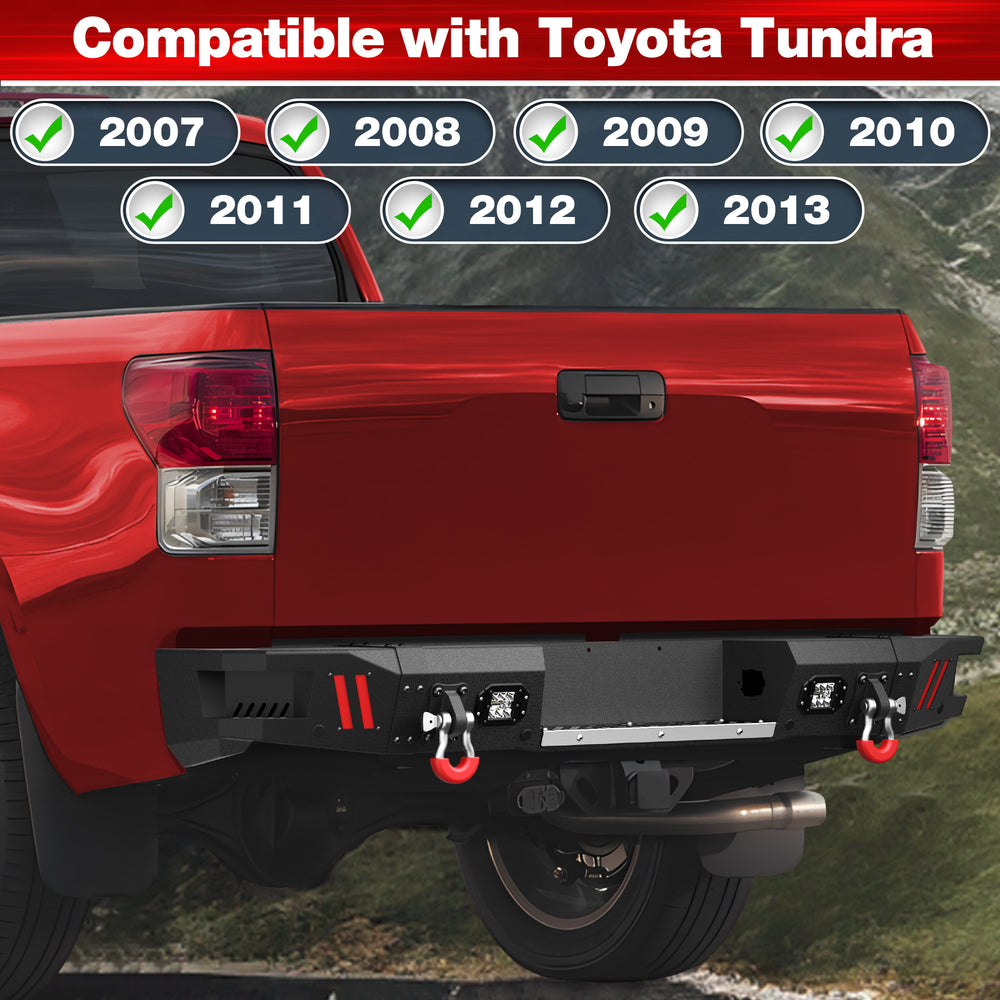Off - road Tundra Rear Bumper Compatible with 2007 2008 2009 2010 2011 2012 2013 Toyota Tundra Pickup Truck Full Width Bumper - Longsunmotor