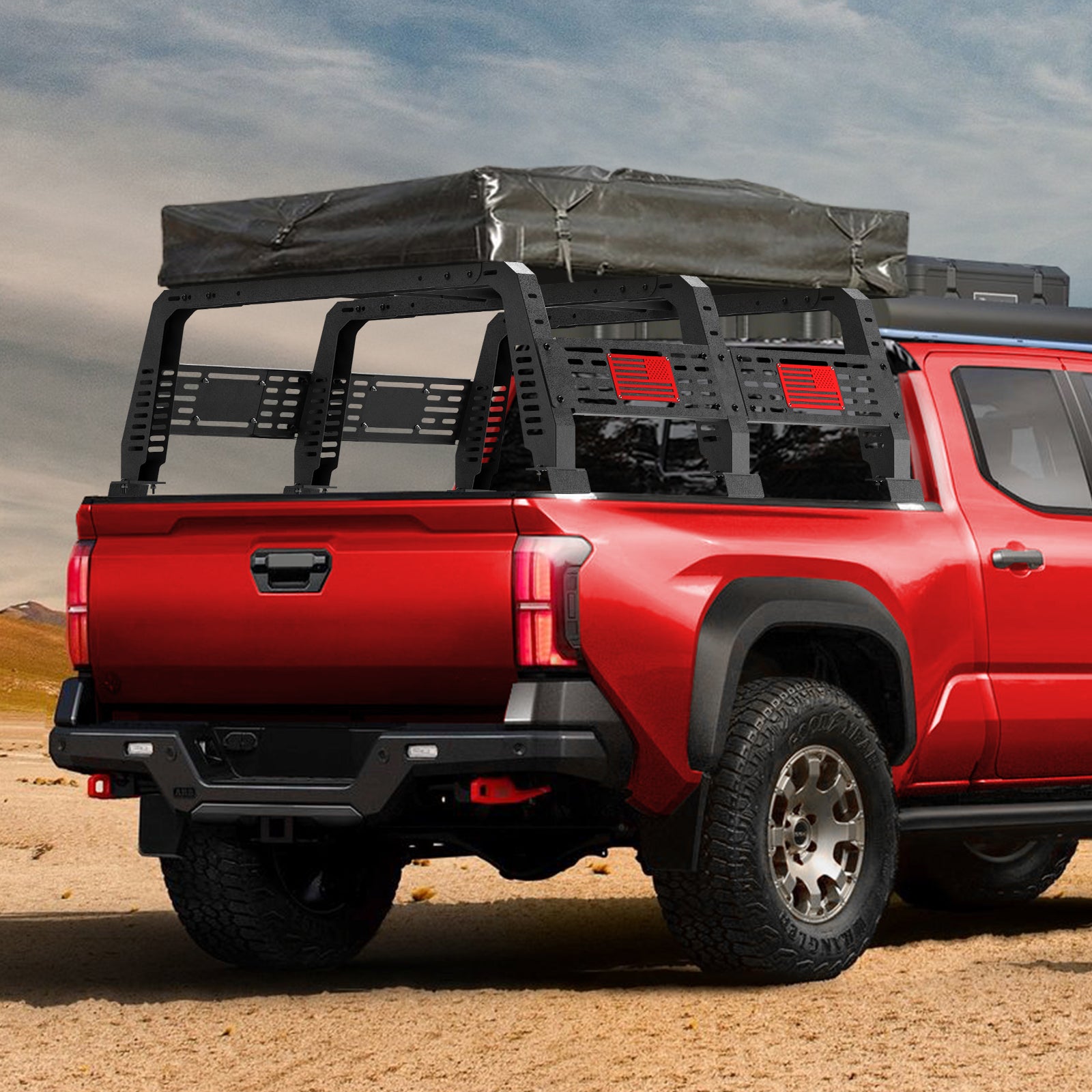 Overland Truck Bed Rack for Full-Size Trucks Compatible with 2002-2025 Dodge Ram 1500, 2014-2025 Chevy Silverado 1500, 2007-2013 Tundra Heavy-Duty Steel Truck Rack without Factory Bed Rails