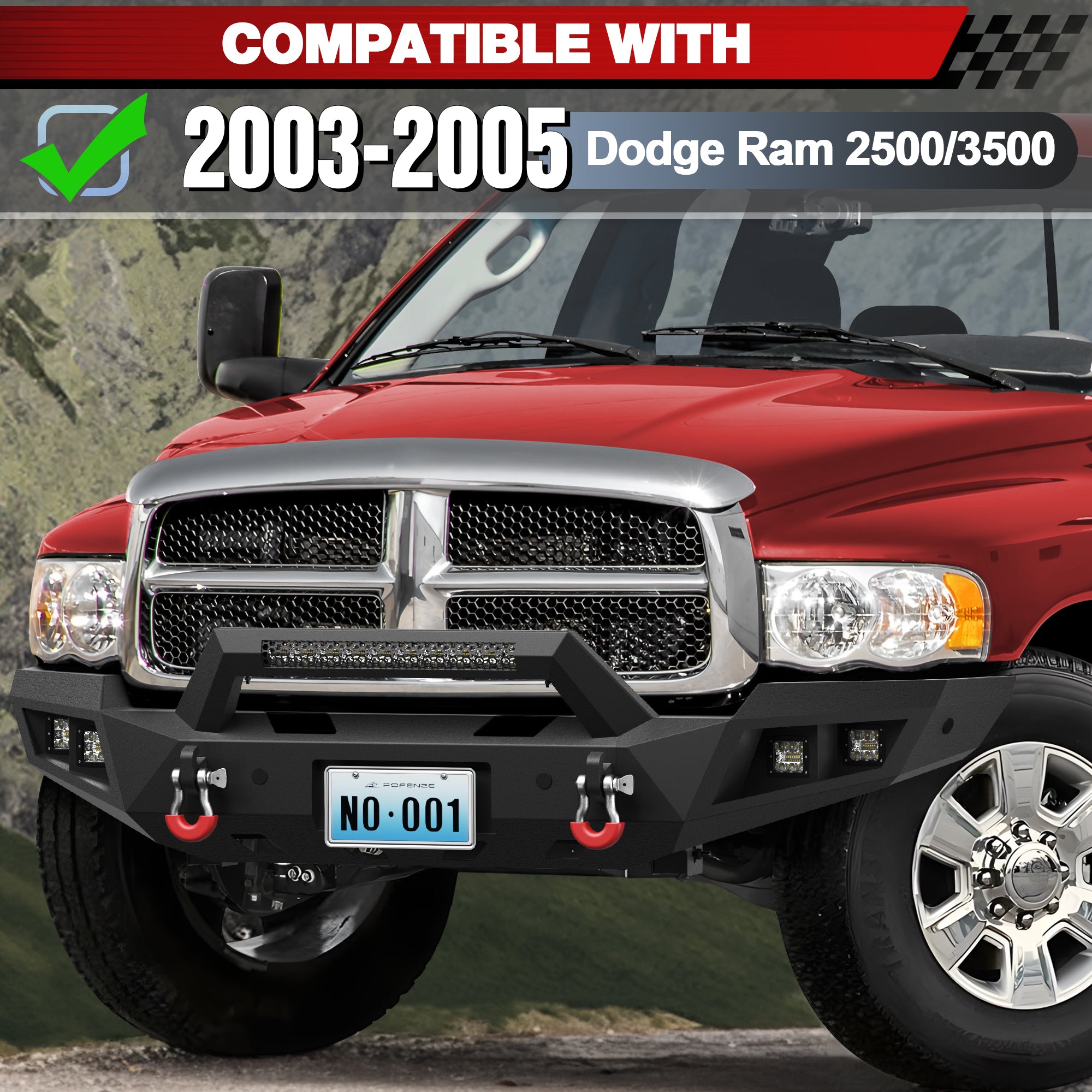 For Ram 2500 3500 Full Width Front Bumper Compatible with 2003 2004 2005 Dodge Ram 2500/3500 - Longsunmotor