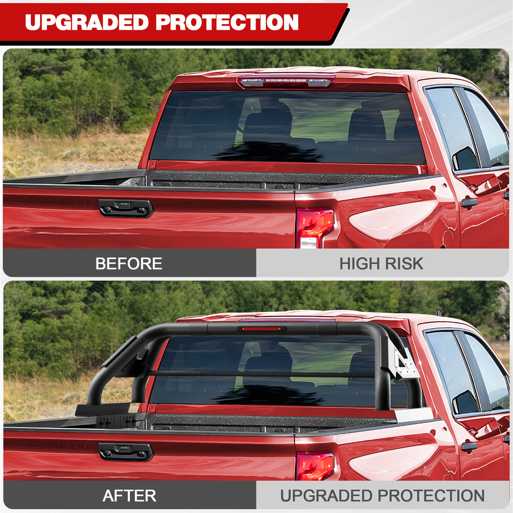 Truck Roll Bar for Full - Size Pickup Truck Adjustable No - Drill Headache Racks without Basket for Ford F - Series, Silverado, Sierra, Ram, Titan, Tundra - Longsunmotor