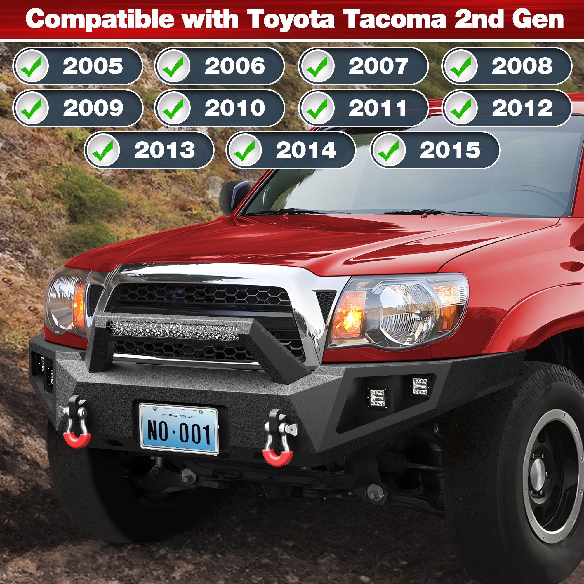 For Tacoma Front Bumper Compatible with 2005-2015 Toyota Tacoma Pickup Truck