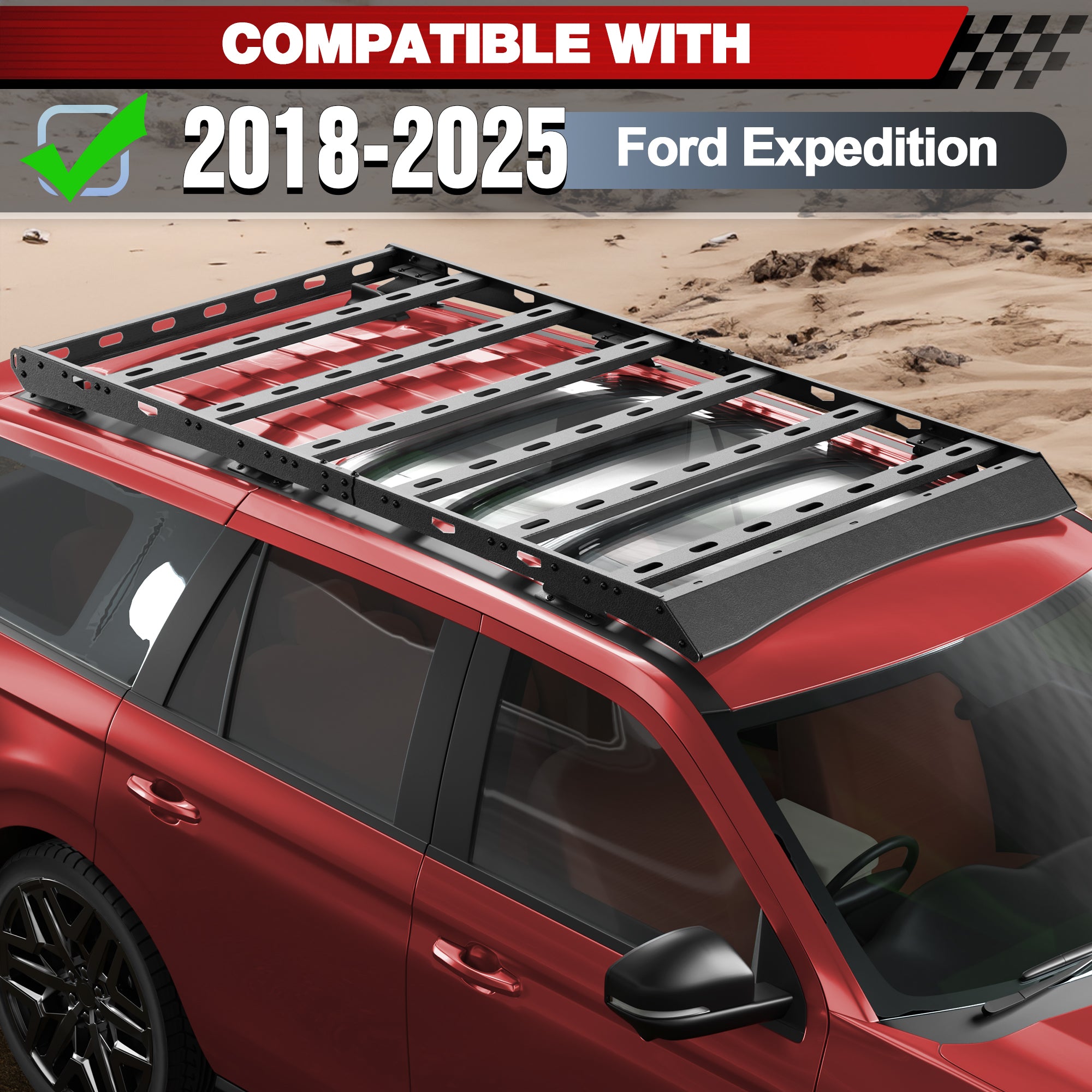 Roof Racks Fit for 2018-2025 Ford Expedition 800lbs Heavy Duty Cargo Carrier for Trip and Off-road