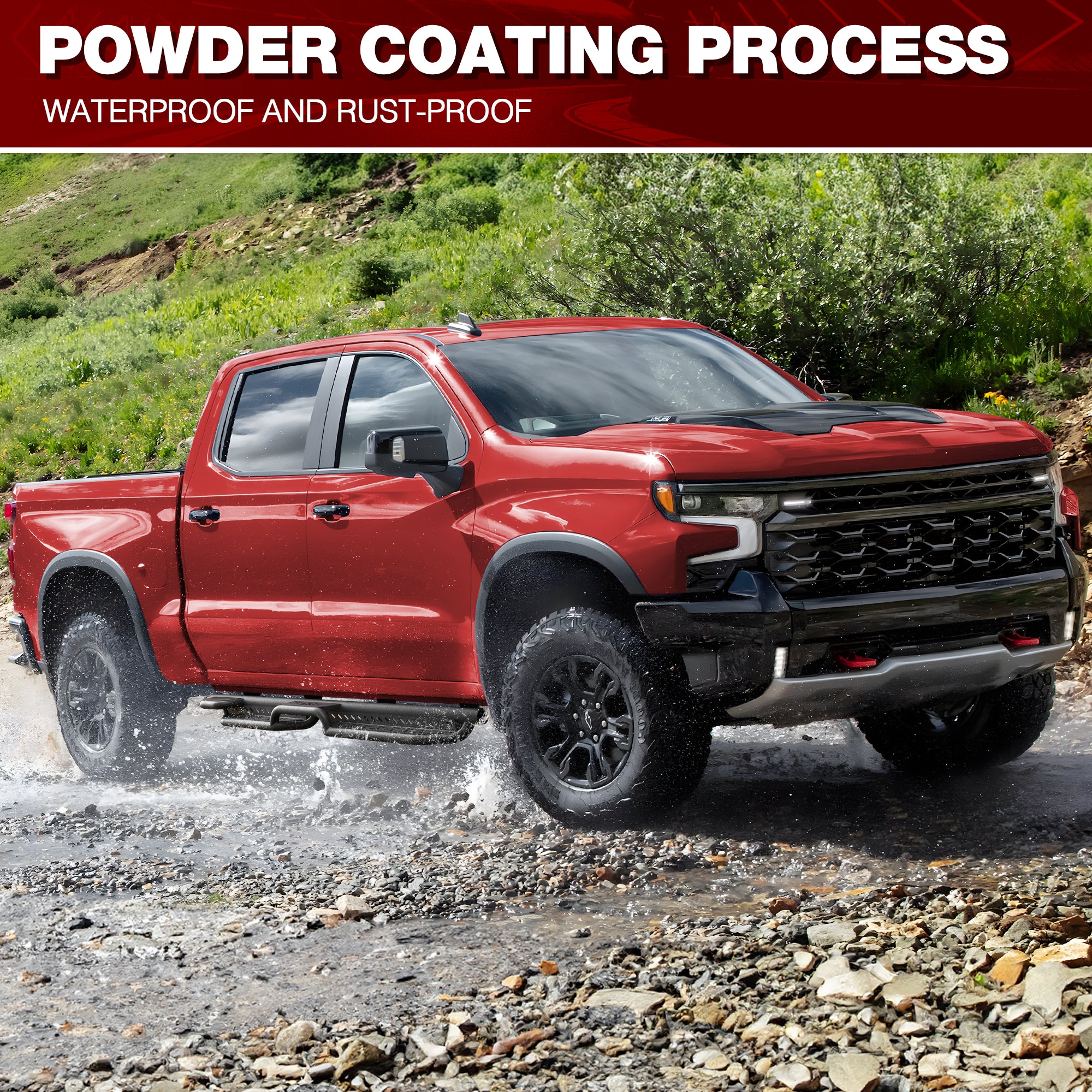 Running Boards for Silverado Crew cab Running Boards Step Bars Compatible with 2019 - 2025 Chevy Silverado 1500, 2020 - 2025 Silverado/Sierra 2500HD 3500HD Crew Cab - Longsunmotor