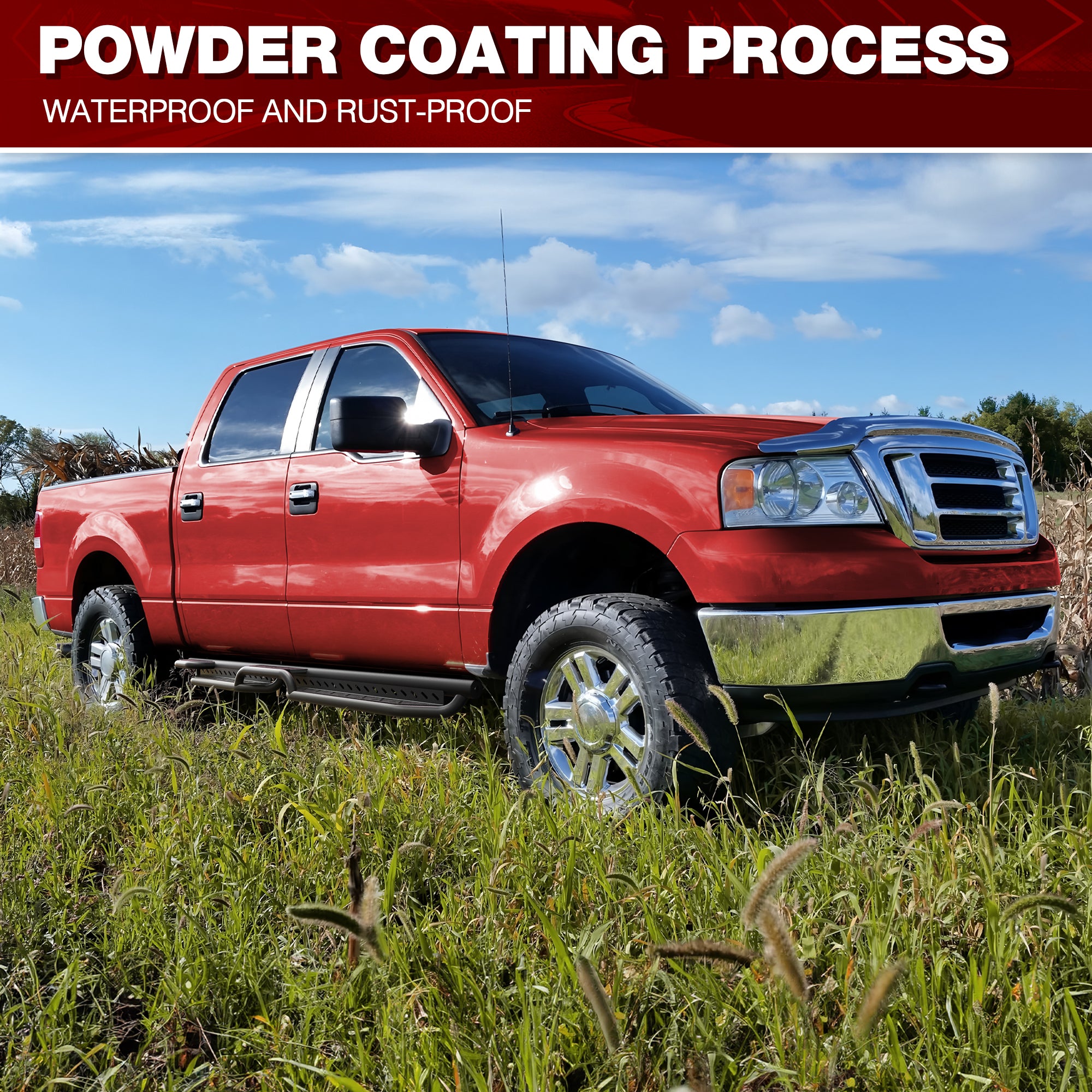 Running Boards Compatible with 2004 2005 2006 2007 2008 Ford F-150 Crew Cab Black Nerf Bars