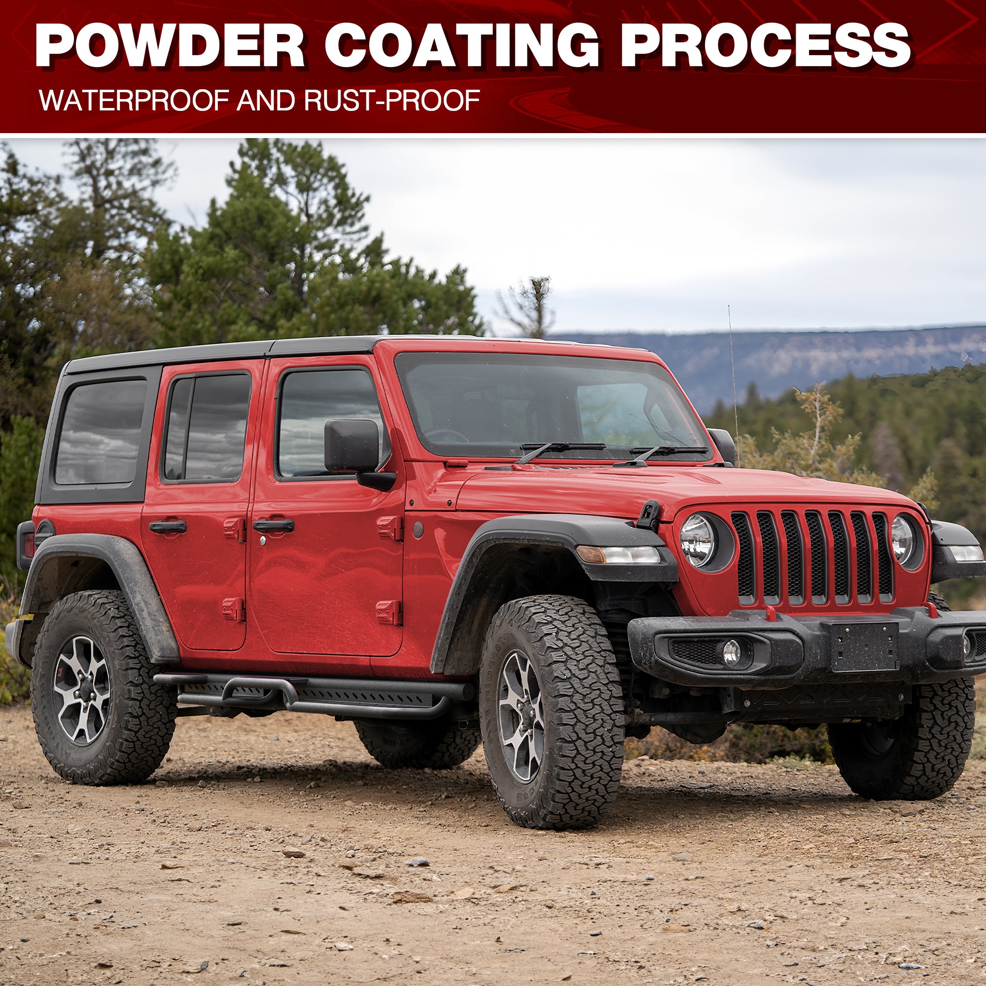 Running Boards Side Steps Compatible with 2018-2025 Jeep Wrangler JL 4 Doors Black Carbon Steel Nerf Bars