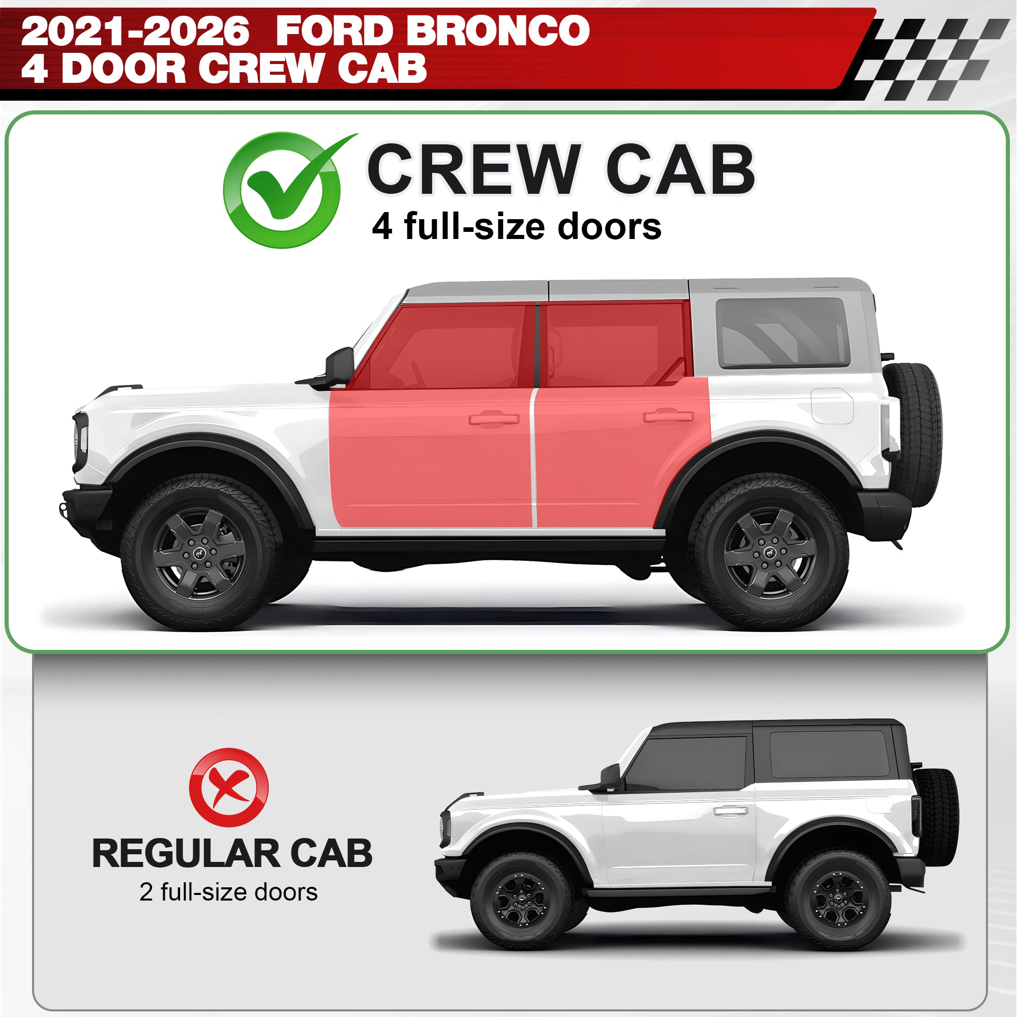 Bronco Running Boards Side Steps for 2021-2026 Bronco Bolt-On No Drilling