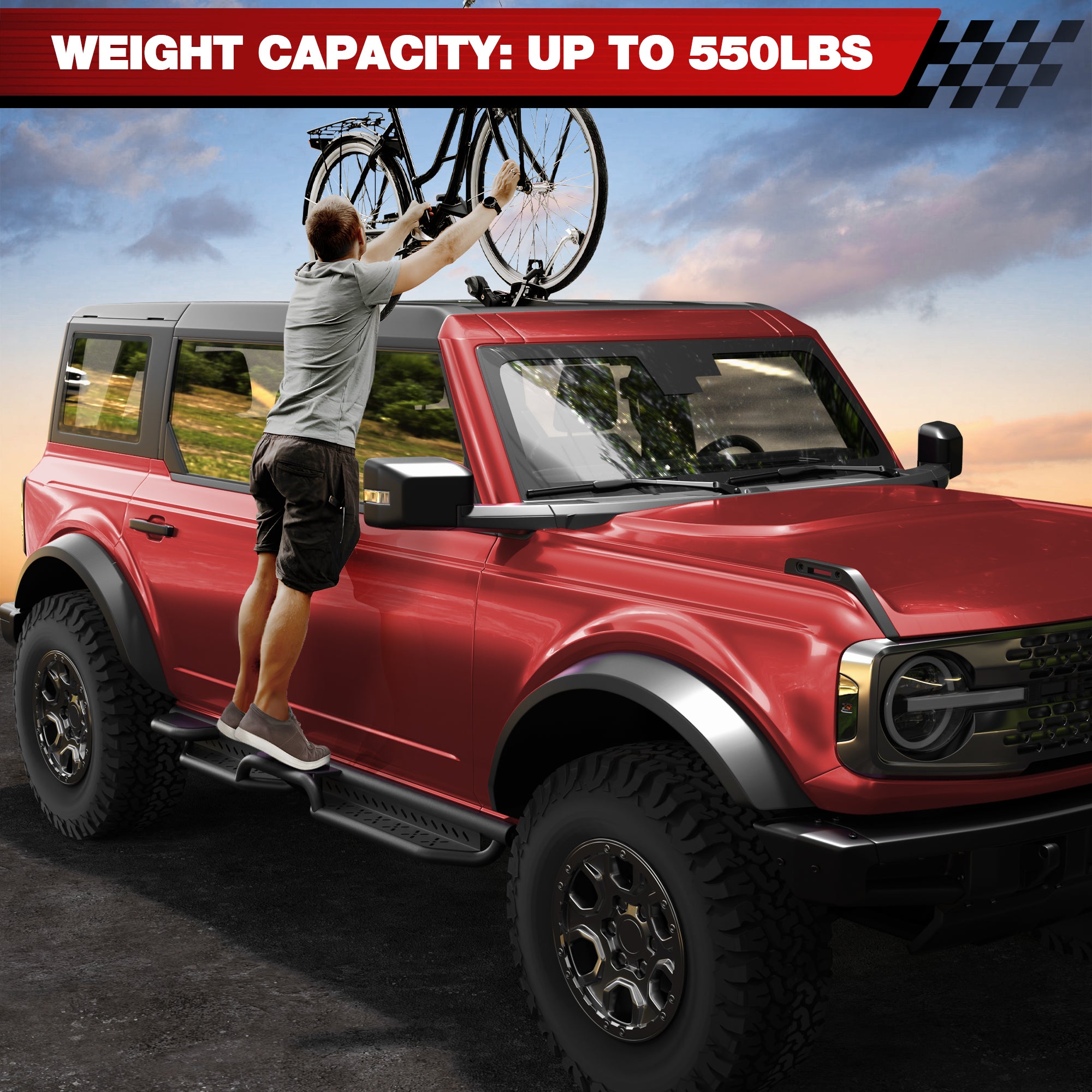 Bronco Running Boards Side Steps for 2021-2026 Bronco Bolt-On No Drilling