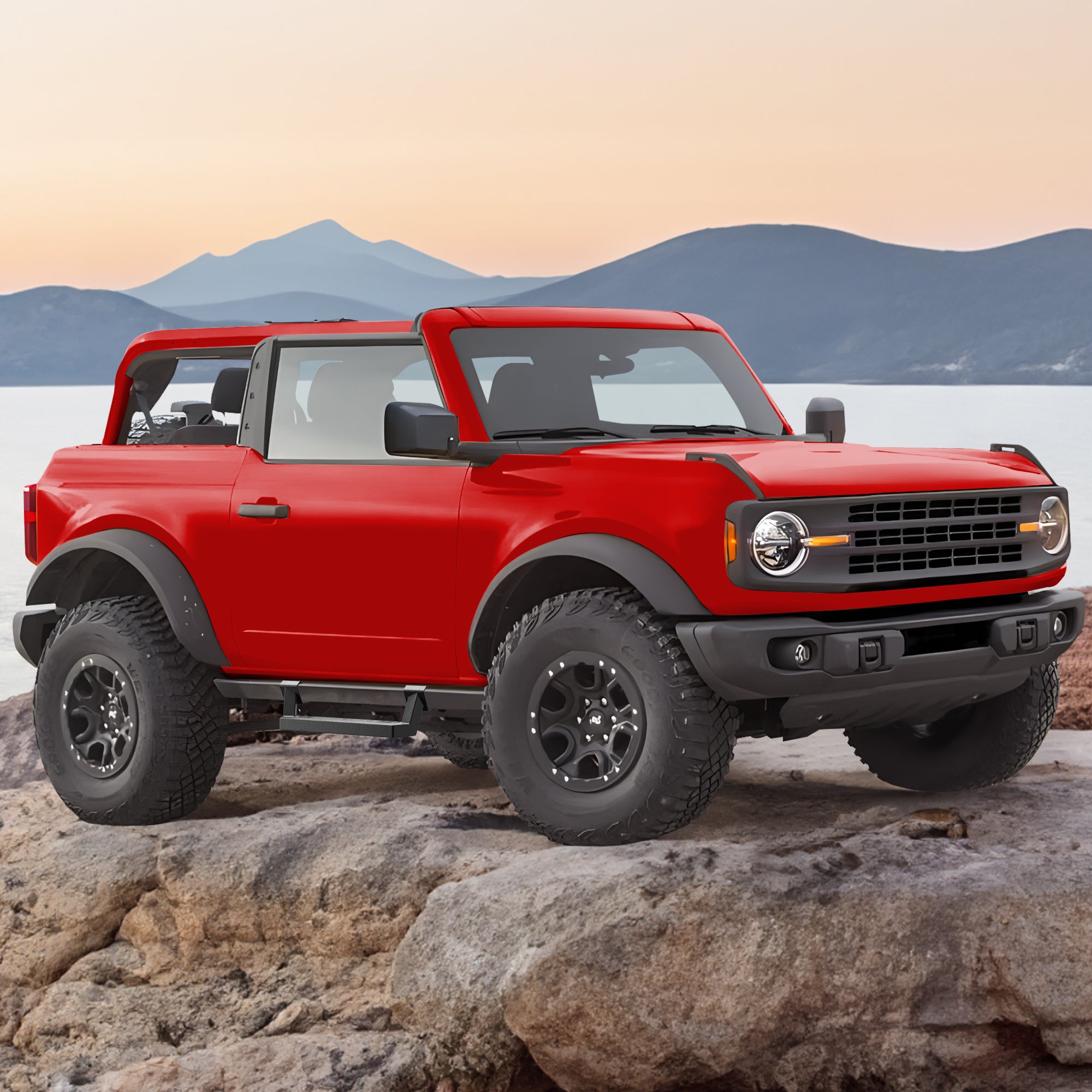 Bronco Running Boards for 2021-2025 Ford Bronco 2-Door Easy Bolt-On Install