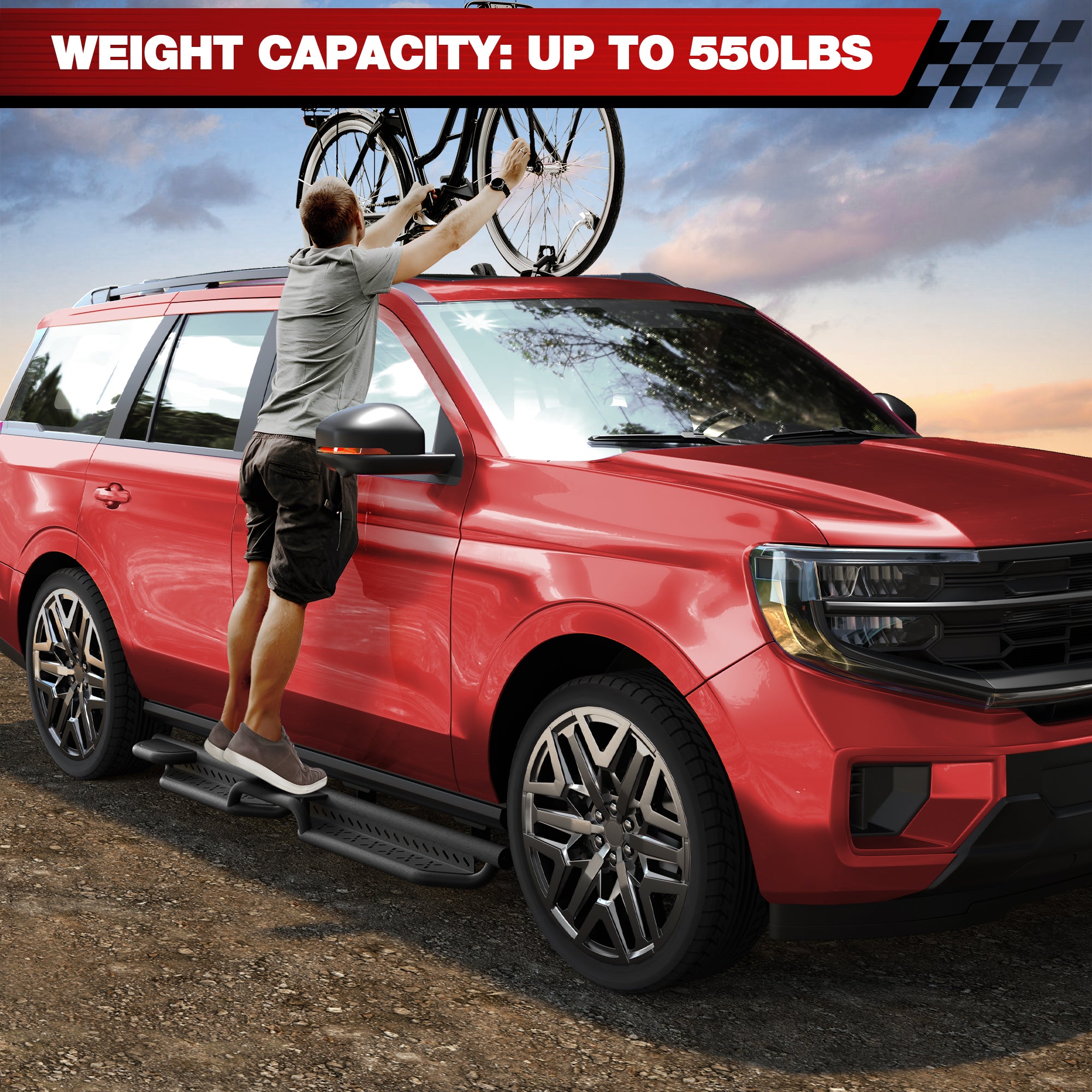 Expedition Running Boards Side Steps for 2018-2025 Ford Expedition, No-Drill Bolt-On Side Steps