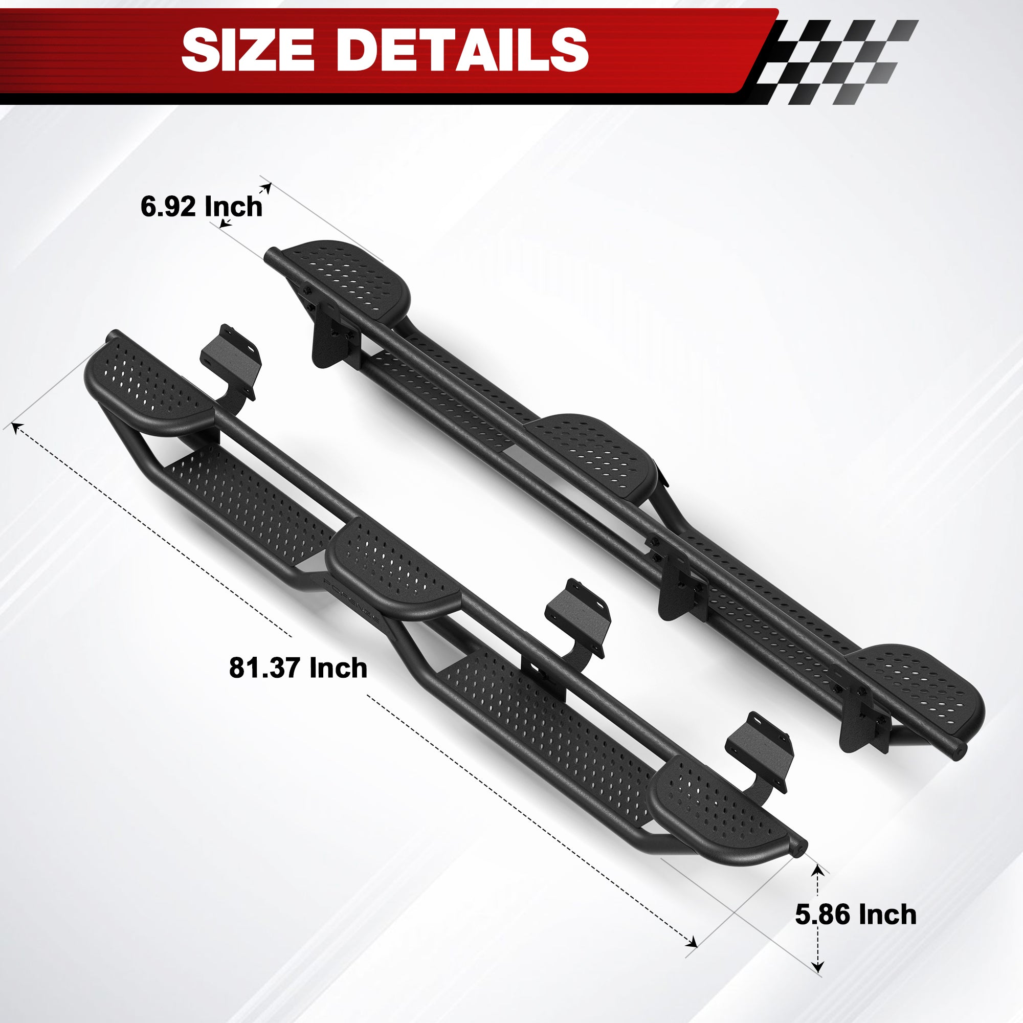 F150/F250/F350 Running Boards 6 Inch Side Steps for 2015-2025 F150, 2017-2025 F250/F350 Super Crew Cab, Heavy-Duty Carbon Steel