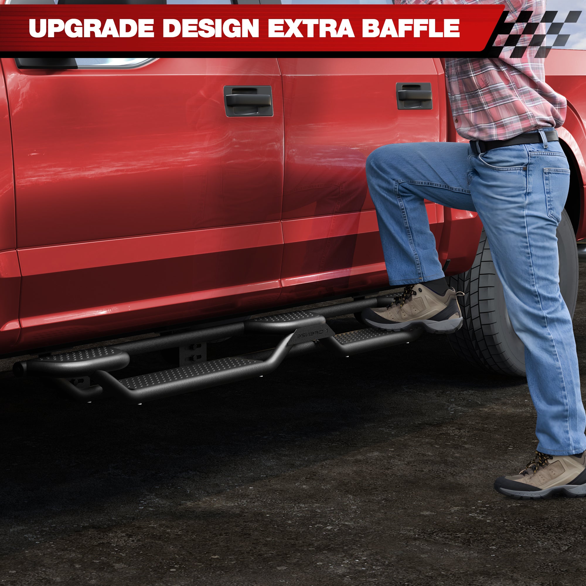 F150/F250/F350 Running Boards 6 Inch Side Steps for 2015-2025 F150, 2017-2025 F250/F350 Super Crew Cab, Heavy-Duty Carbon Steel