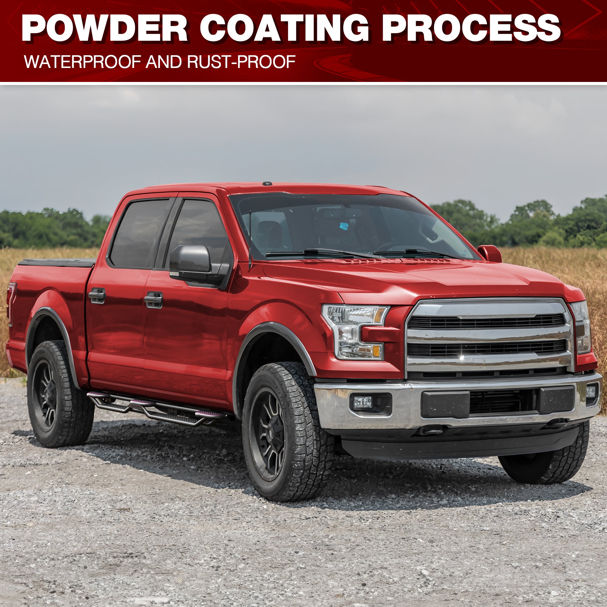 F150/F250/F350 Running Boards 6 Inch Side Steps for 2015-2025 F150, 2017-2025 F250/F350 Super Crew Cab, Heavy-Duty Carbon Steel