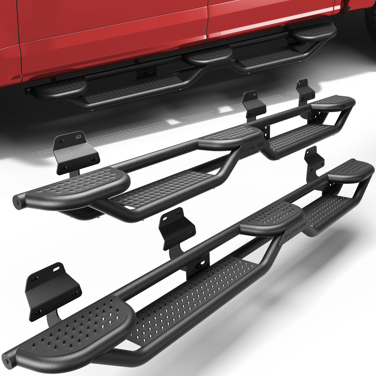 F150/F250/F350 Running Boards 6 Inch Side Steps for 2015-2025 F150, 2017-2025 F250/F350 Super Crew Cab, Heavy-Duty Carbon Steel